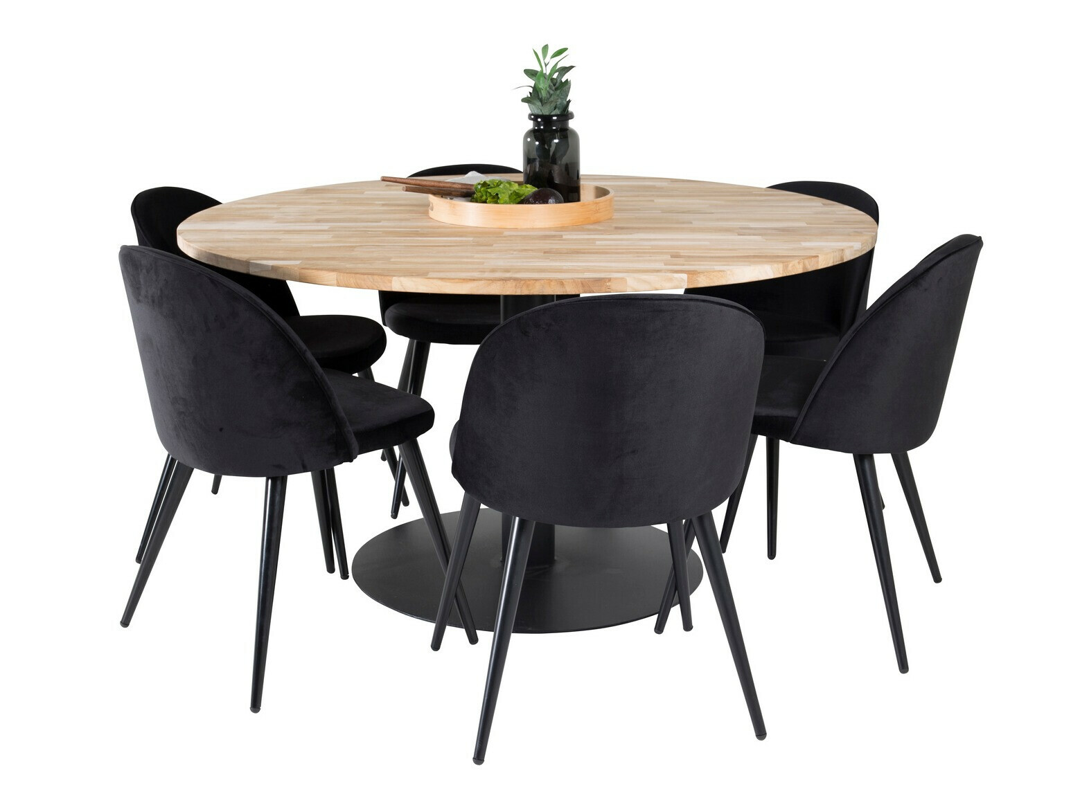 Conjunto para refeições Dallas 1732 (Preto + Madeira clara)