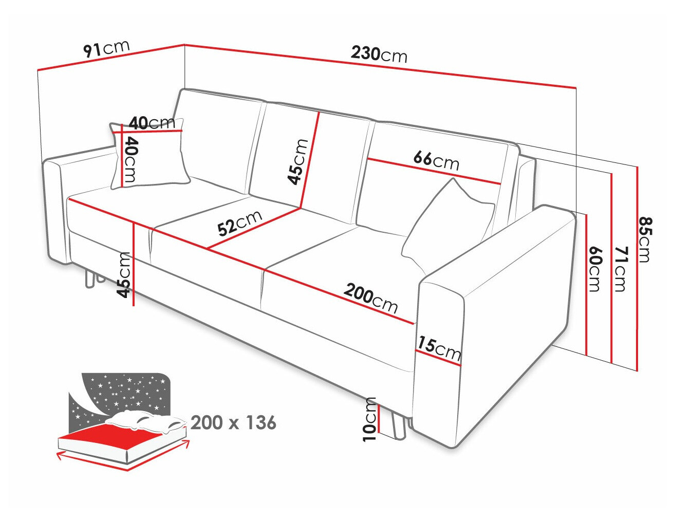 Sofá cama Memphis 108 (Itaka 33)