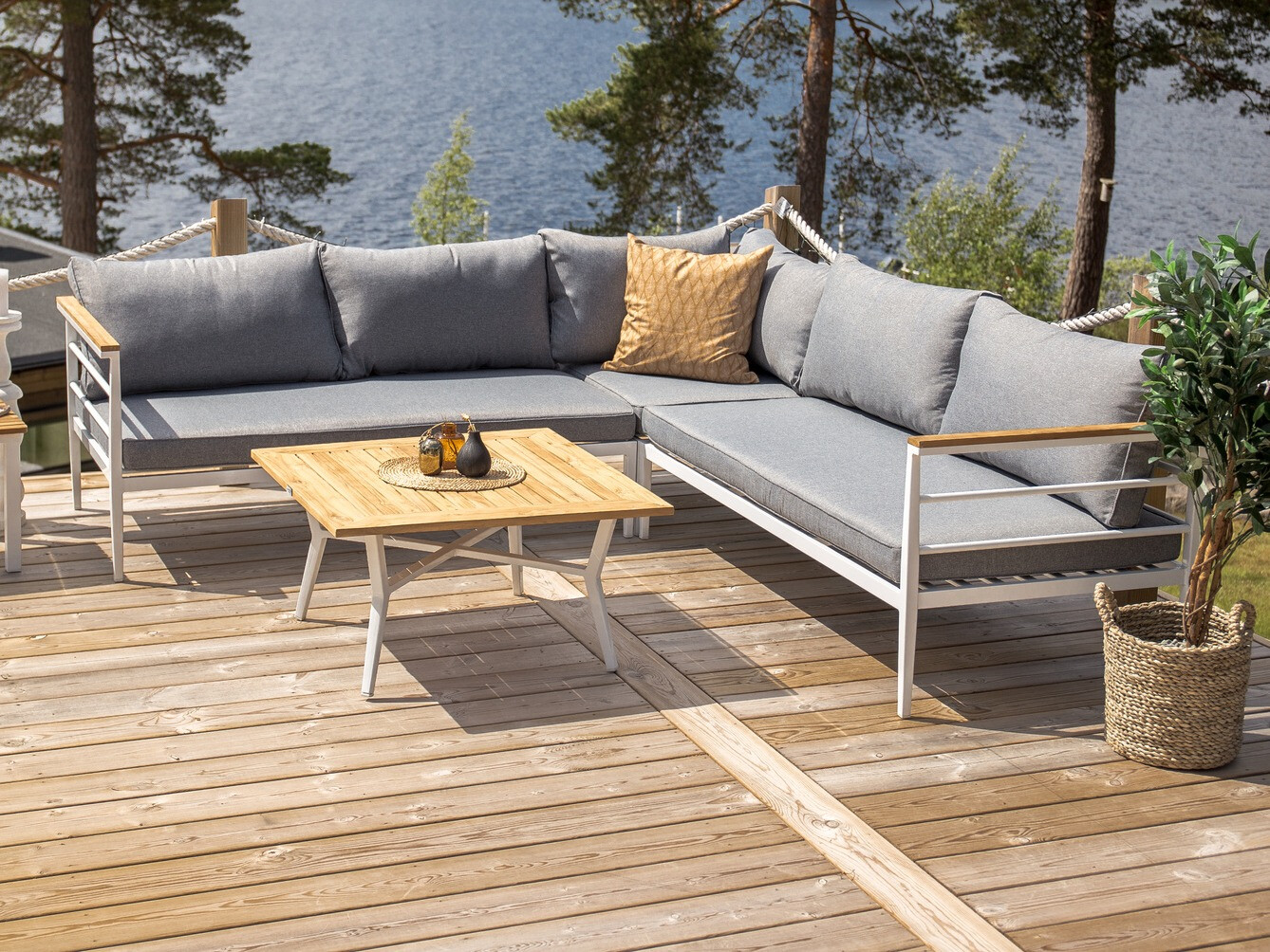 Conjunto de mobiliário de exterior Dallas 525 (Branco + Cinzento)