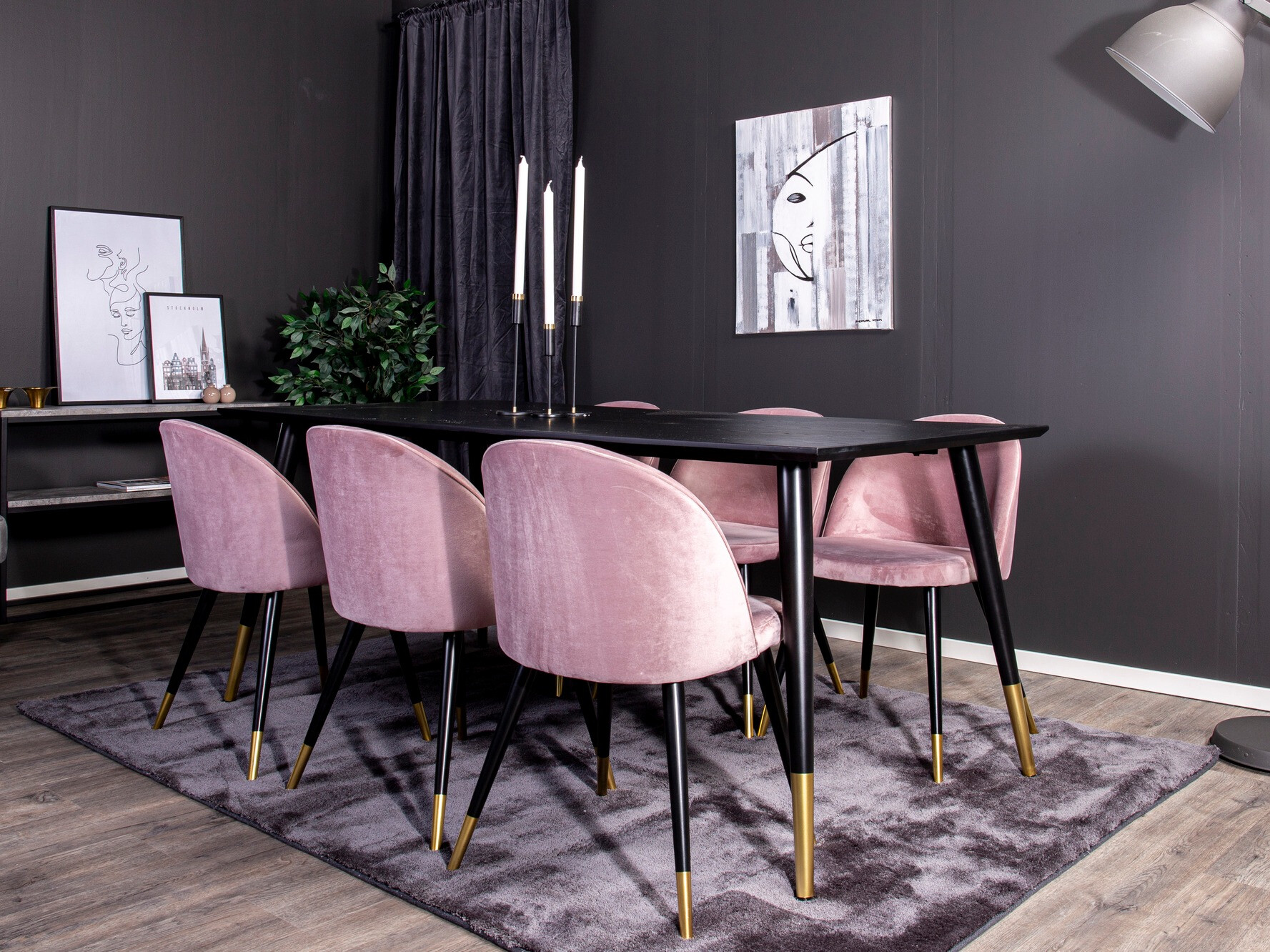 Conjunto para refeições Dallas 346 (Rosa + Preto)