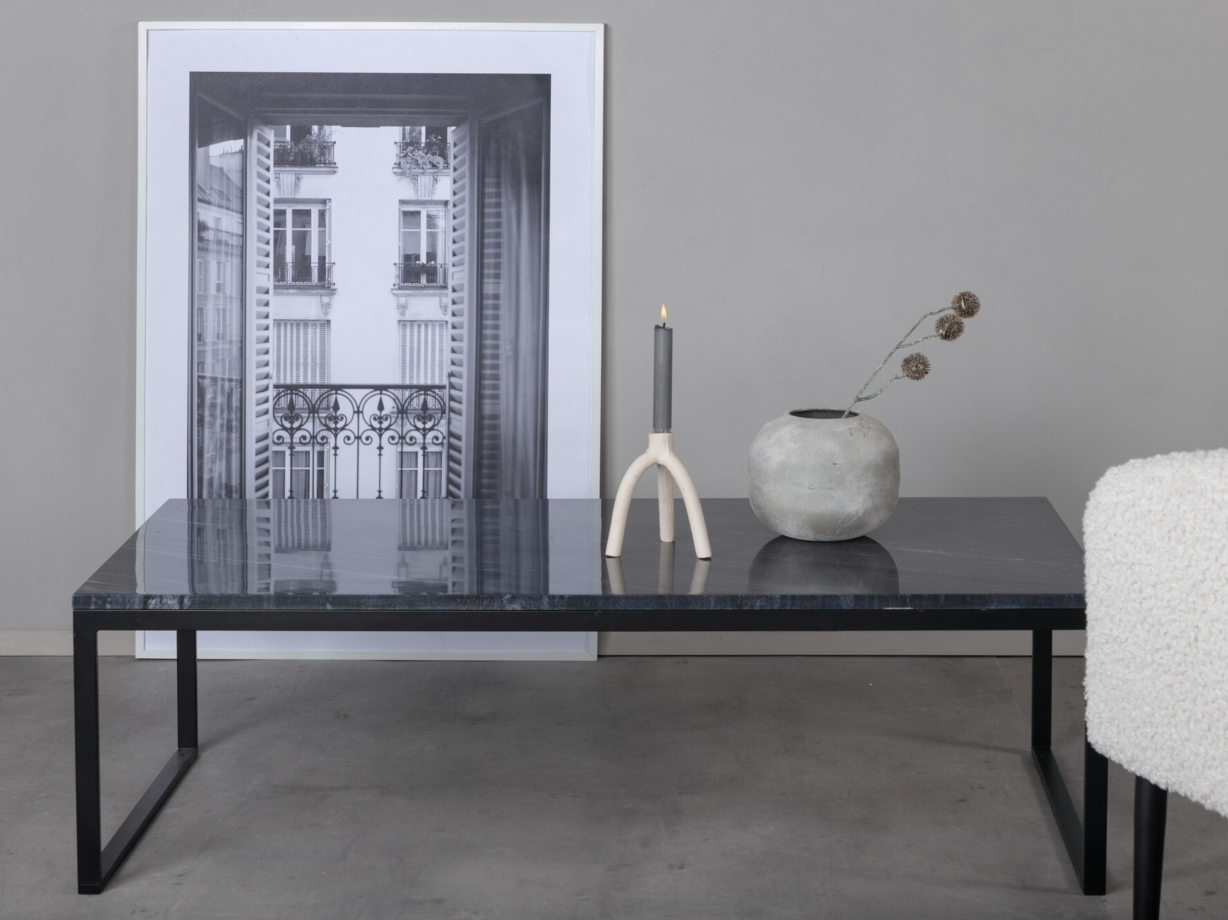 Mesa de centro Dallas 179 (Cinzento mármore + Preto)