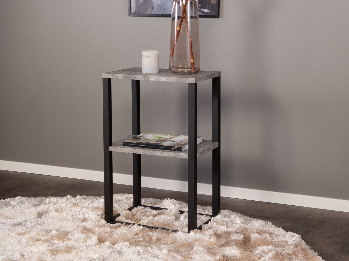 Mesa lateral Dallas 260 (Cimento + Preto)