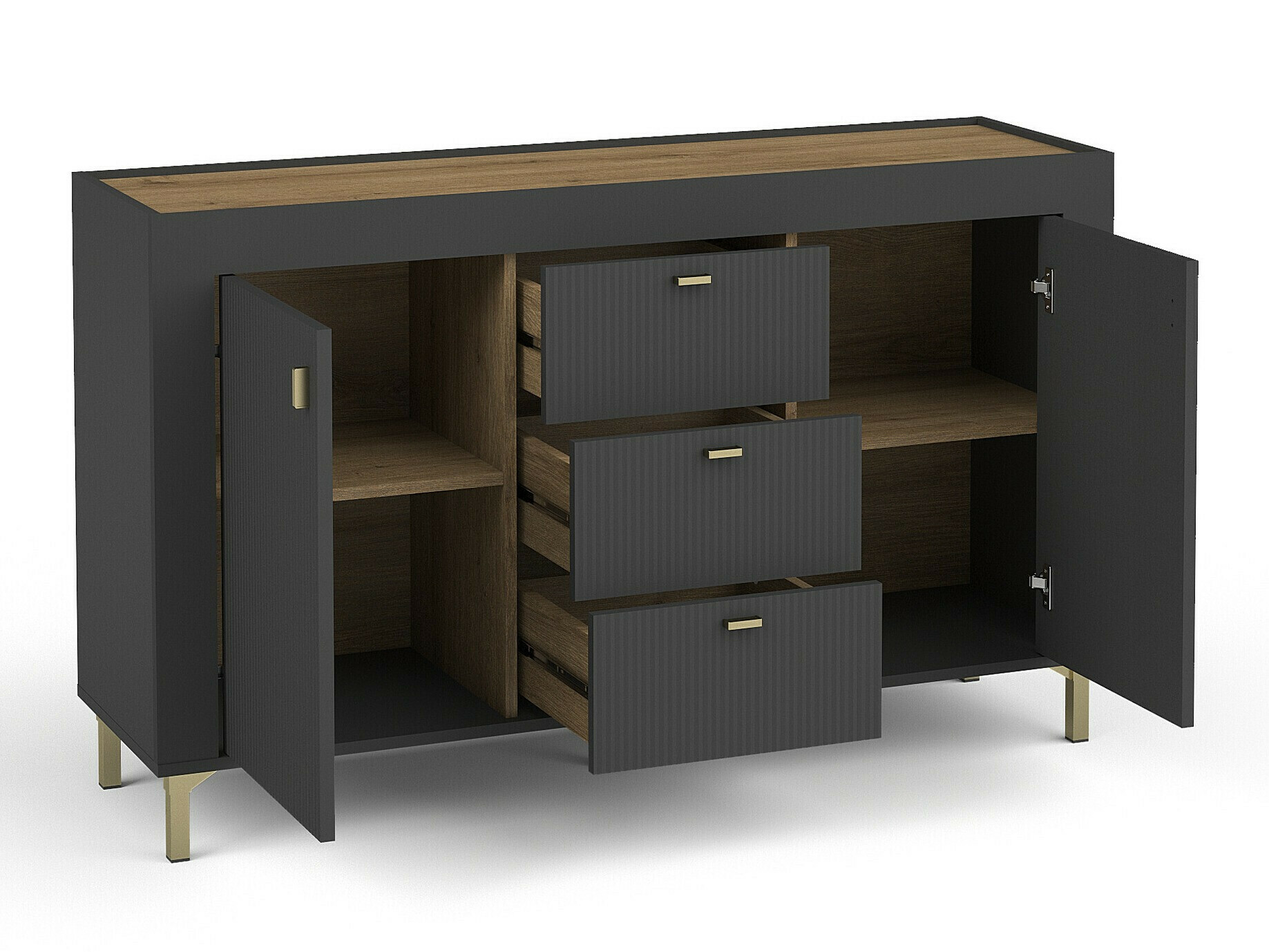 Conjunto para sala de estar Mormavu 114 (Preto matte)