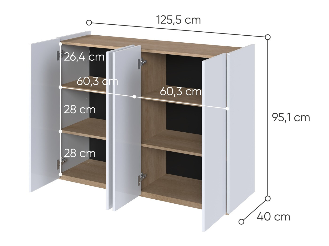 Aparador Fresno 148 (Branco brilhante)