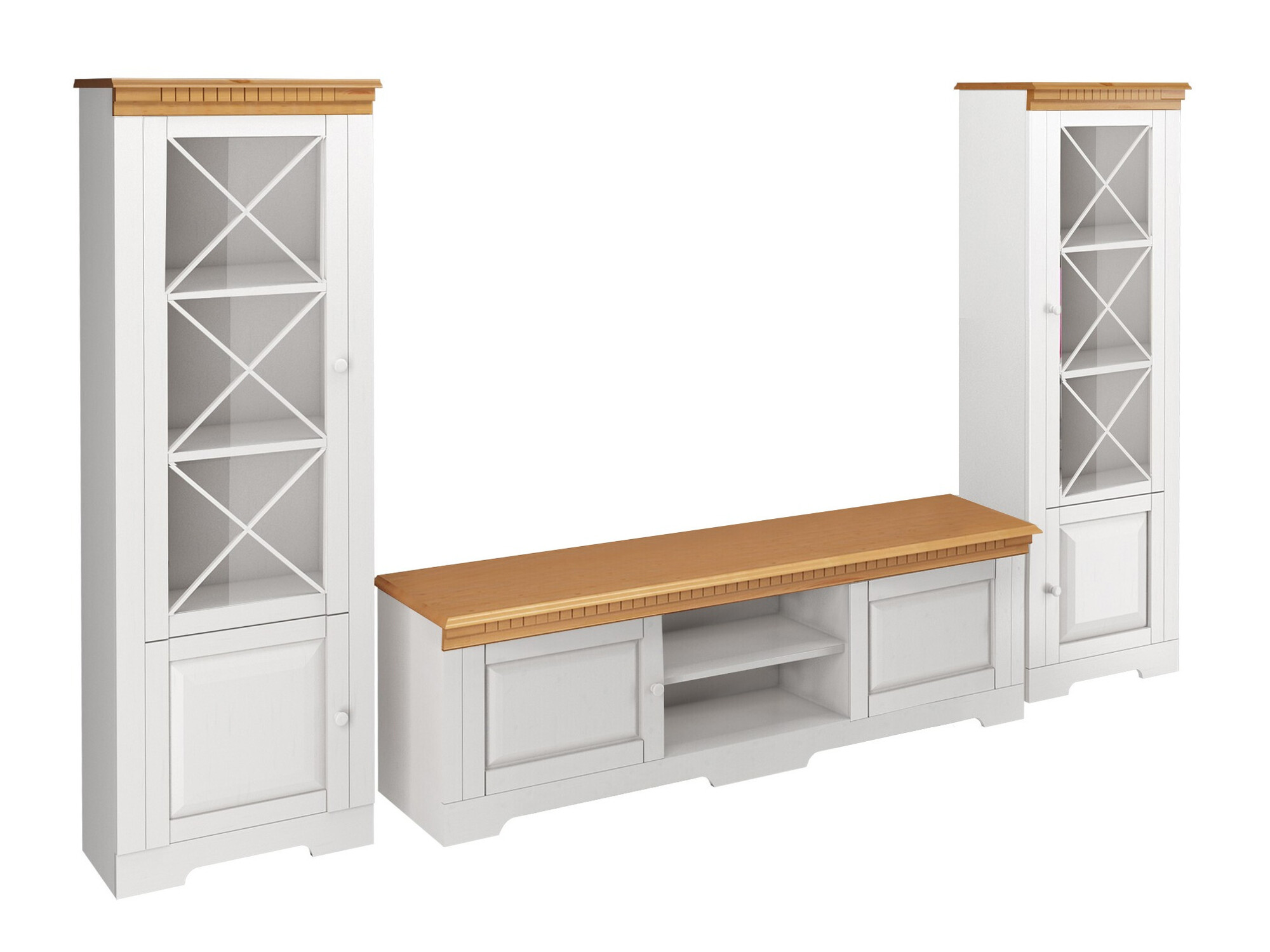 Conjunto para sala de estar Cavfelo 112 (Branco + Carvalho de mel)