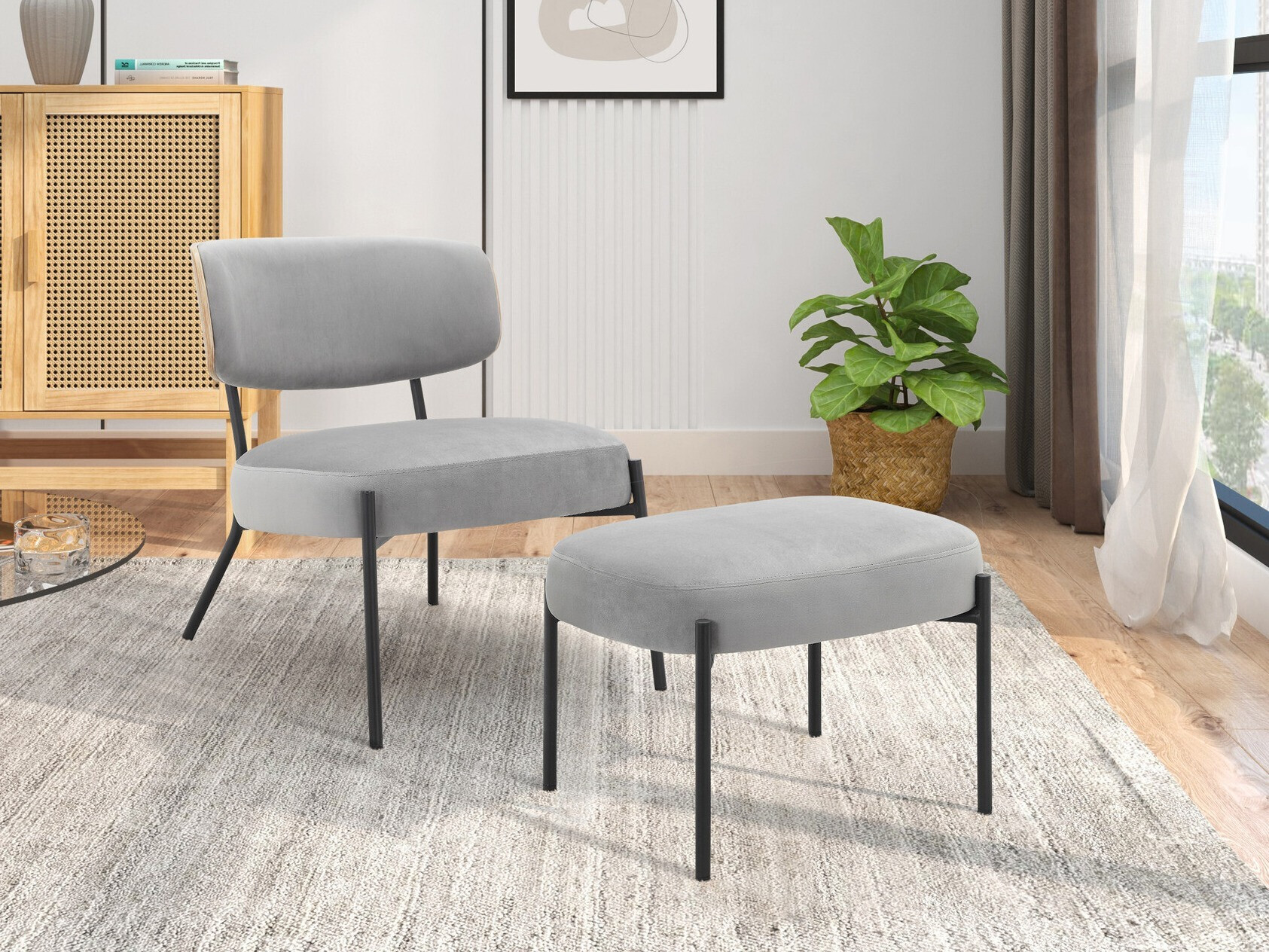 Poltrona Denton 1341 (Cinzento claro)