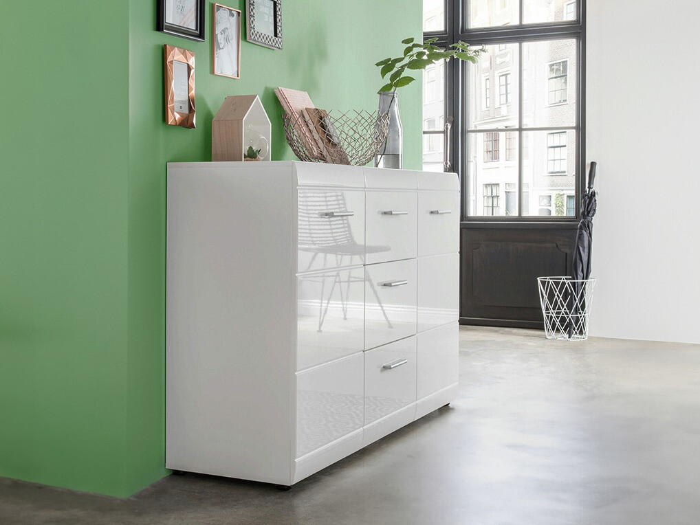 Cómoda Livromu 108 (Branco brilhante + Branco)