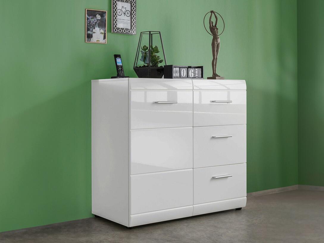 Cómoda Livromu 109 (Branco brilhante + Branco)