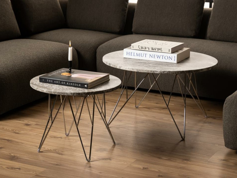 Mesa de centro Norsica 820 (Cinzento + Prata)