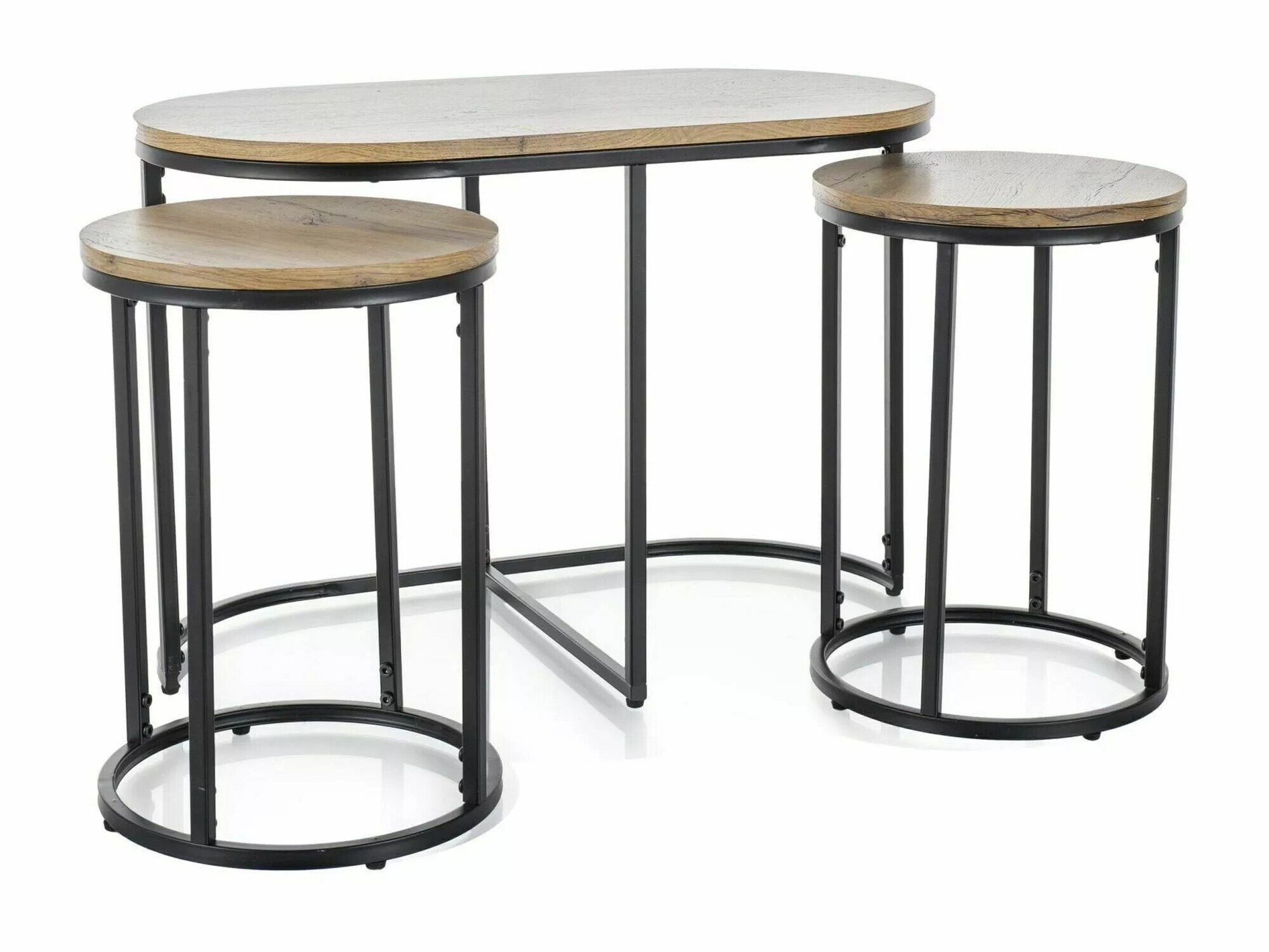 Conjunto de mesas de centro Detroit 435 (Carvalho Artisan)