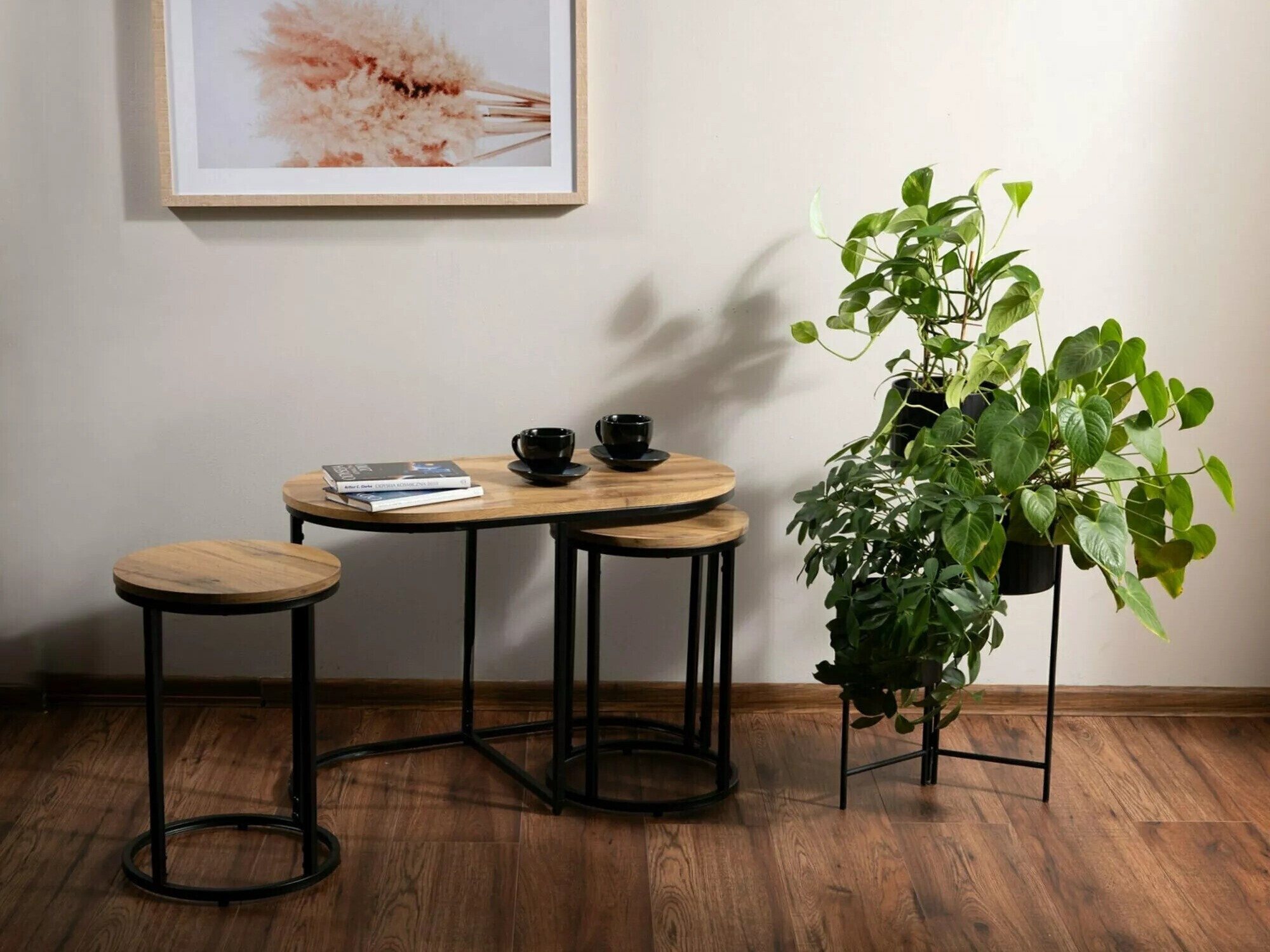 Conjunto de mesas de centro Detroit 435 (Carvalho Artisan)