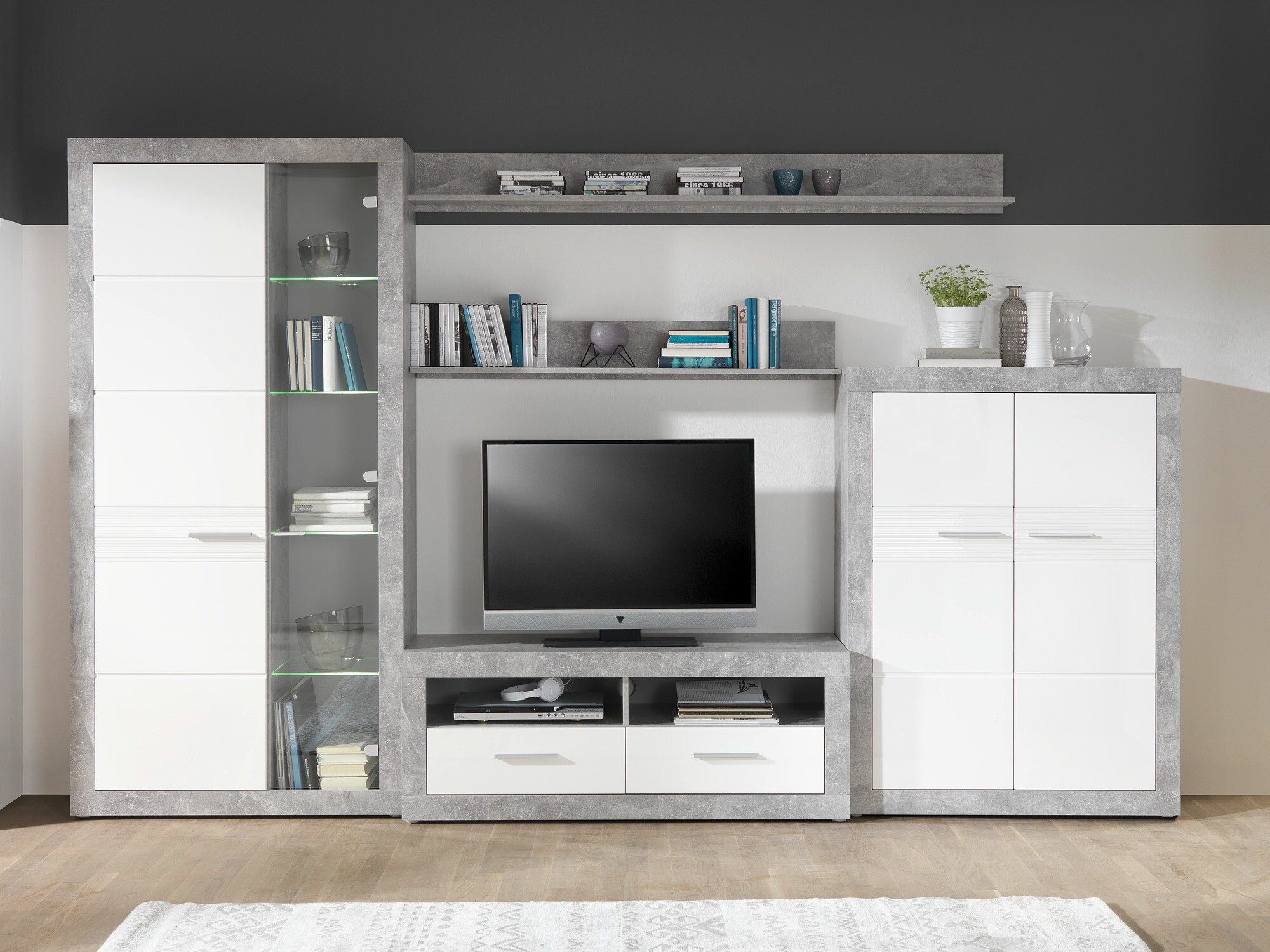 Conjunto para sala de estar Romfera 115 (Cinzento + Branco)