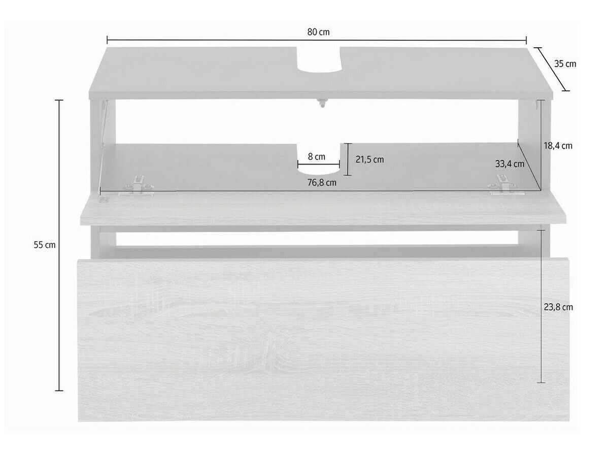 Armário com lavatório de apoio próprio para casa de banho Soncamu 109 (Carvalho)