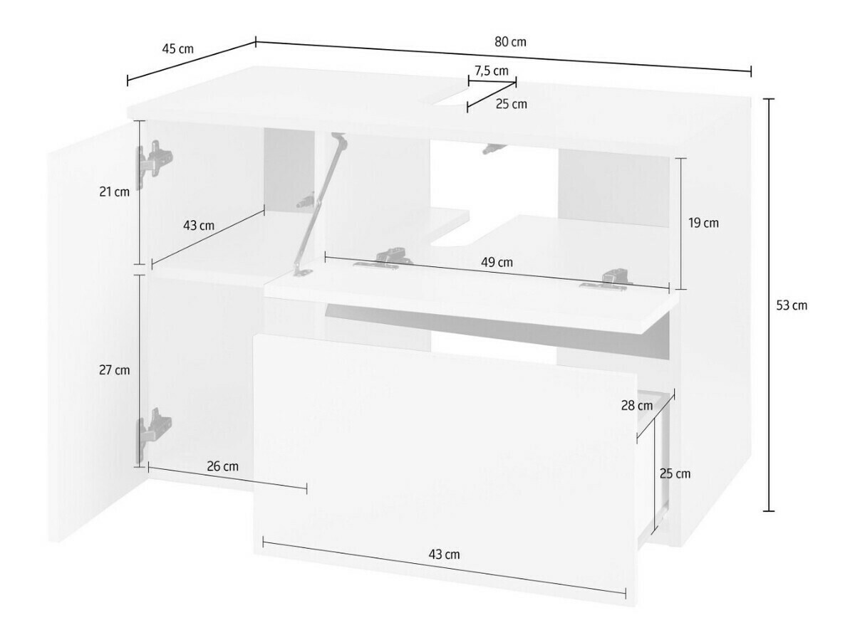 Armário suspenso para casa de banho para lavatório Soncamu 107 (Carvalho)