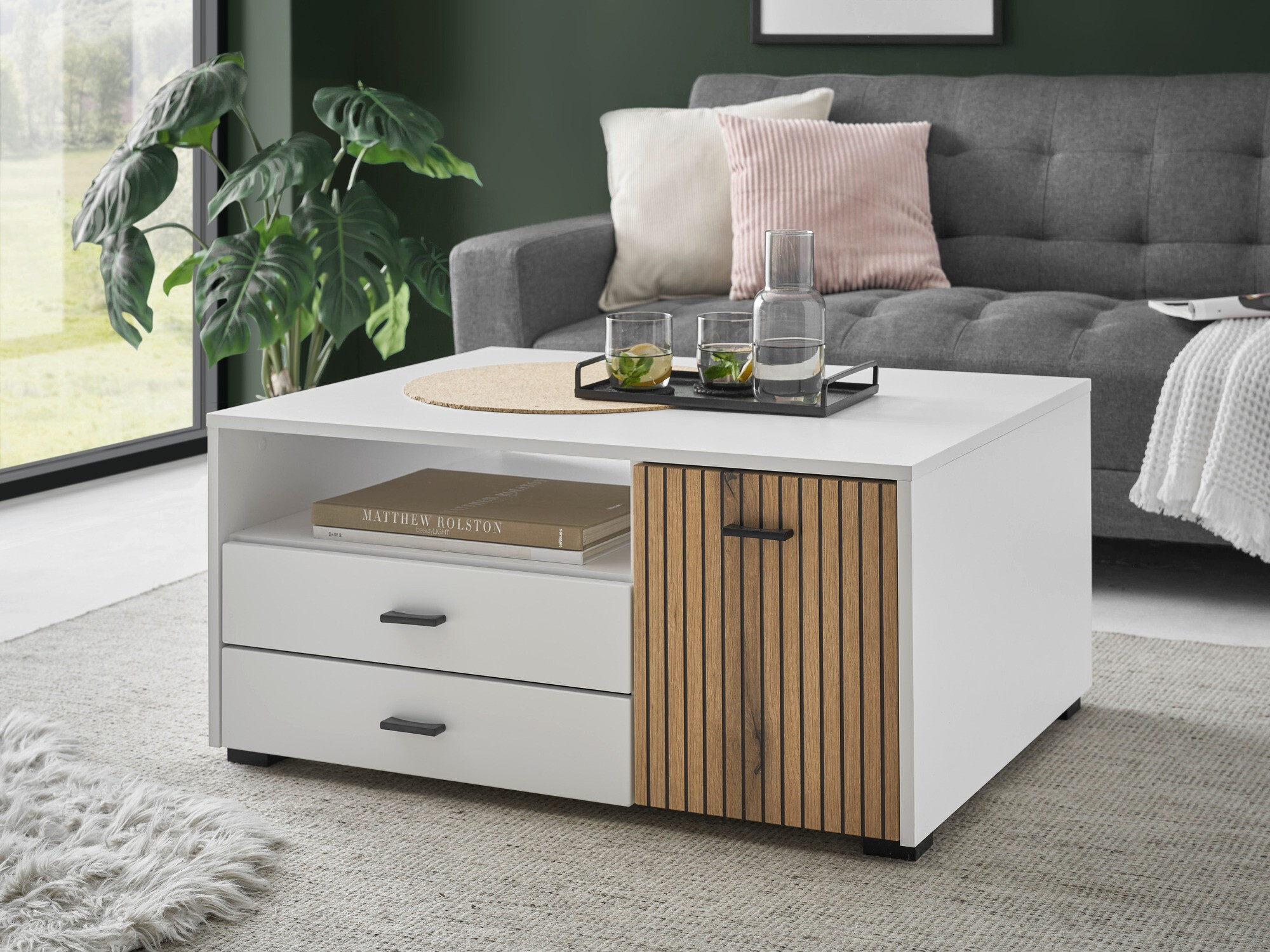 Mesa de centro Belmelu 109 (Branco + Carvalho)