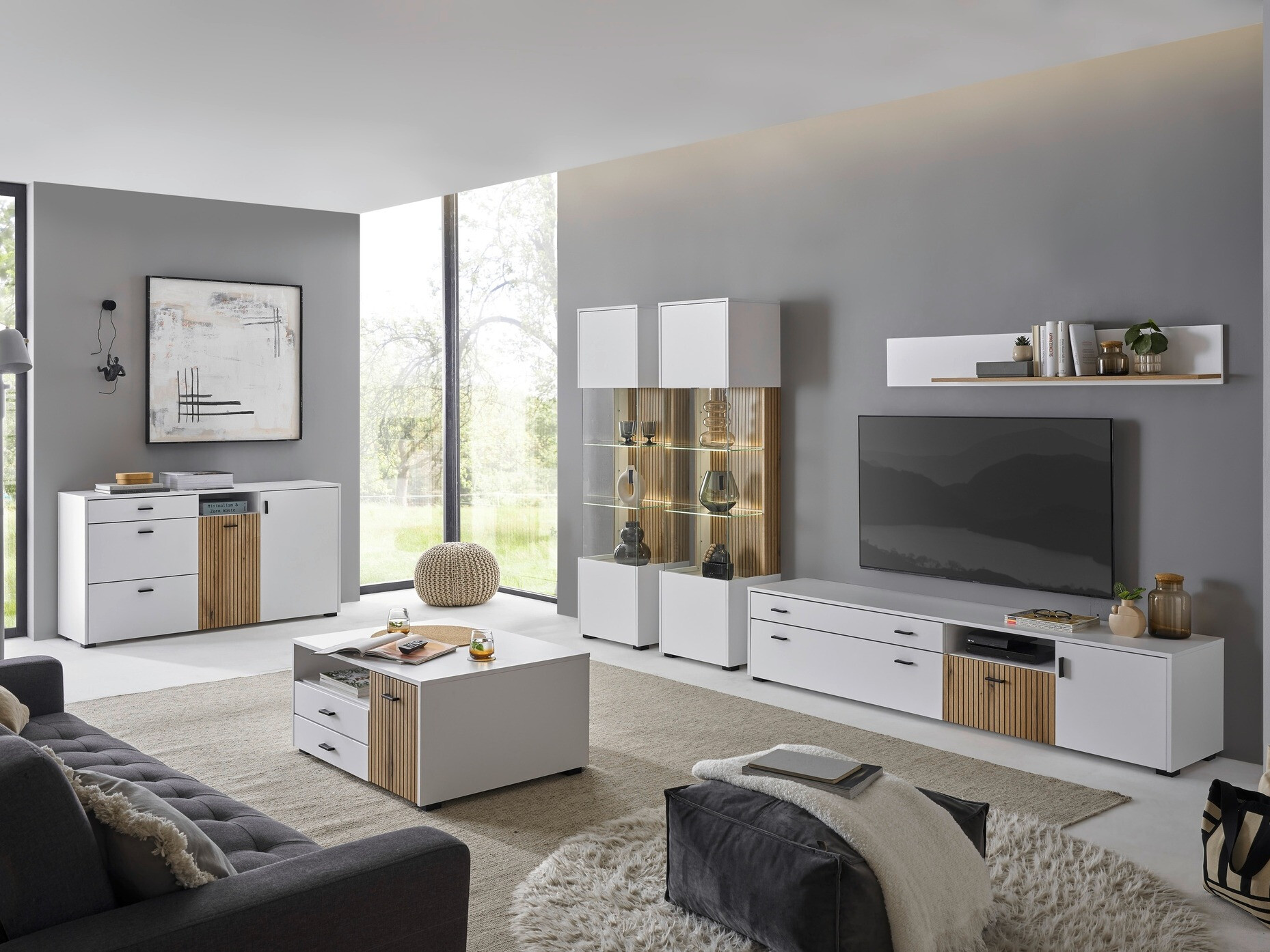 Mesa de centro Belmelu 109 (Branco + Carvalho)