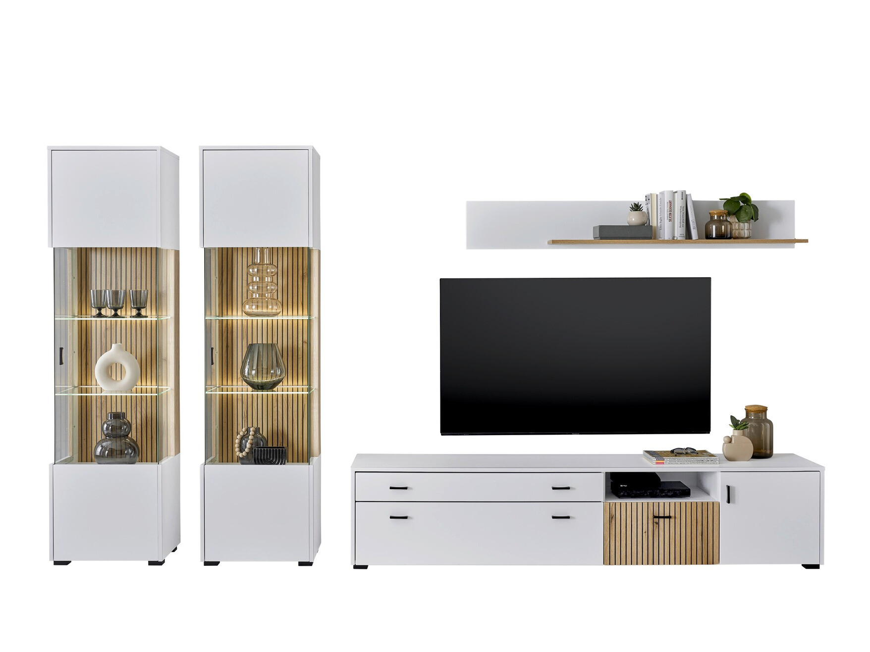 Conjunto para sala de estar Belmelu 117 (Branco + Carvalho)