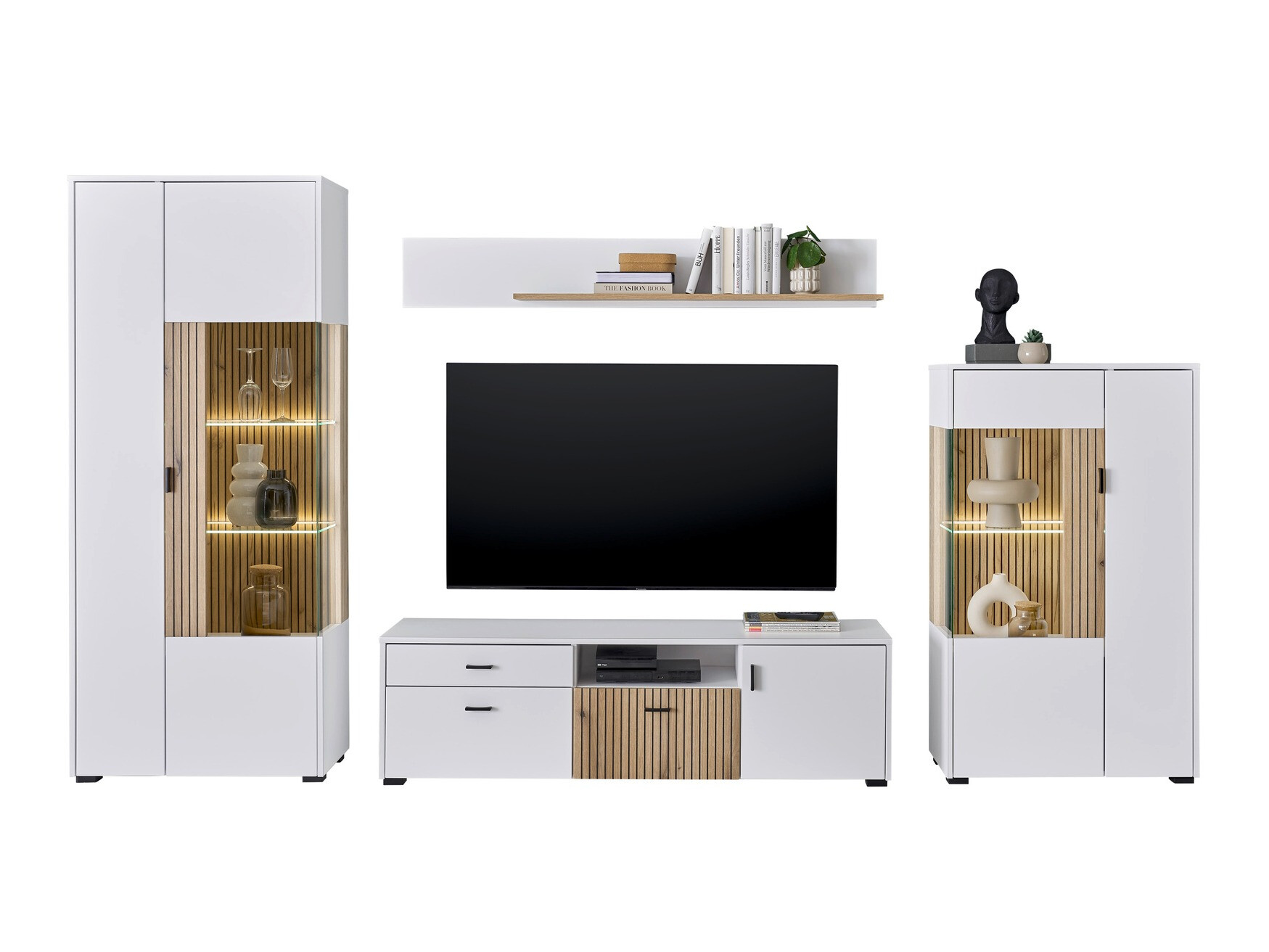 Conjunto para sala de estar Belmelu 118 (Branco + Carvalho)