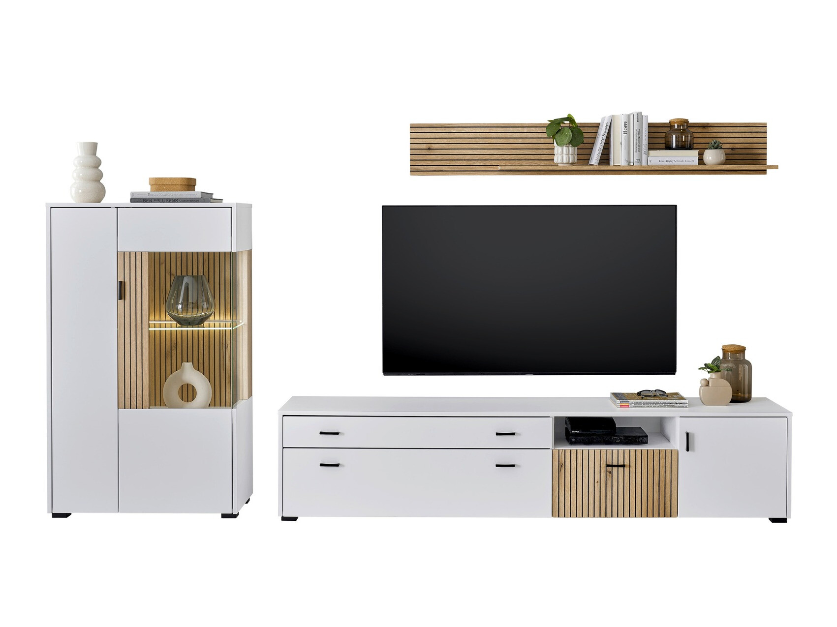 Conjunto para sala de estar Belmelu 119 (Branco + Carvalho)