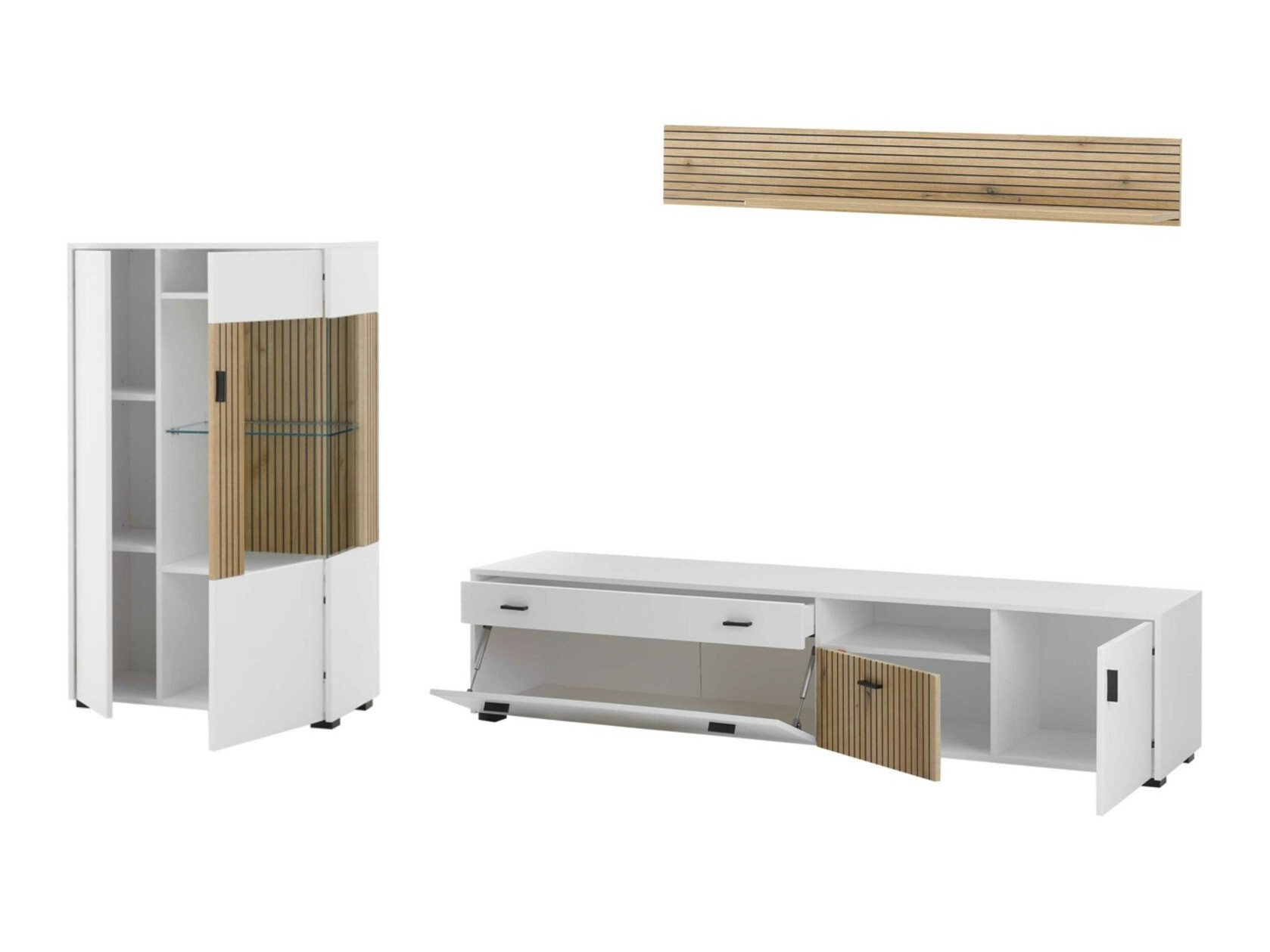 Conjunto para sala de estar Belmelu 119 (Branco + Carvalho)