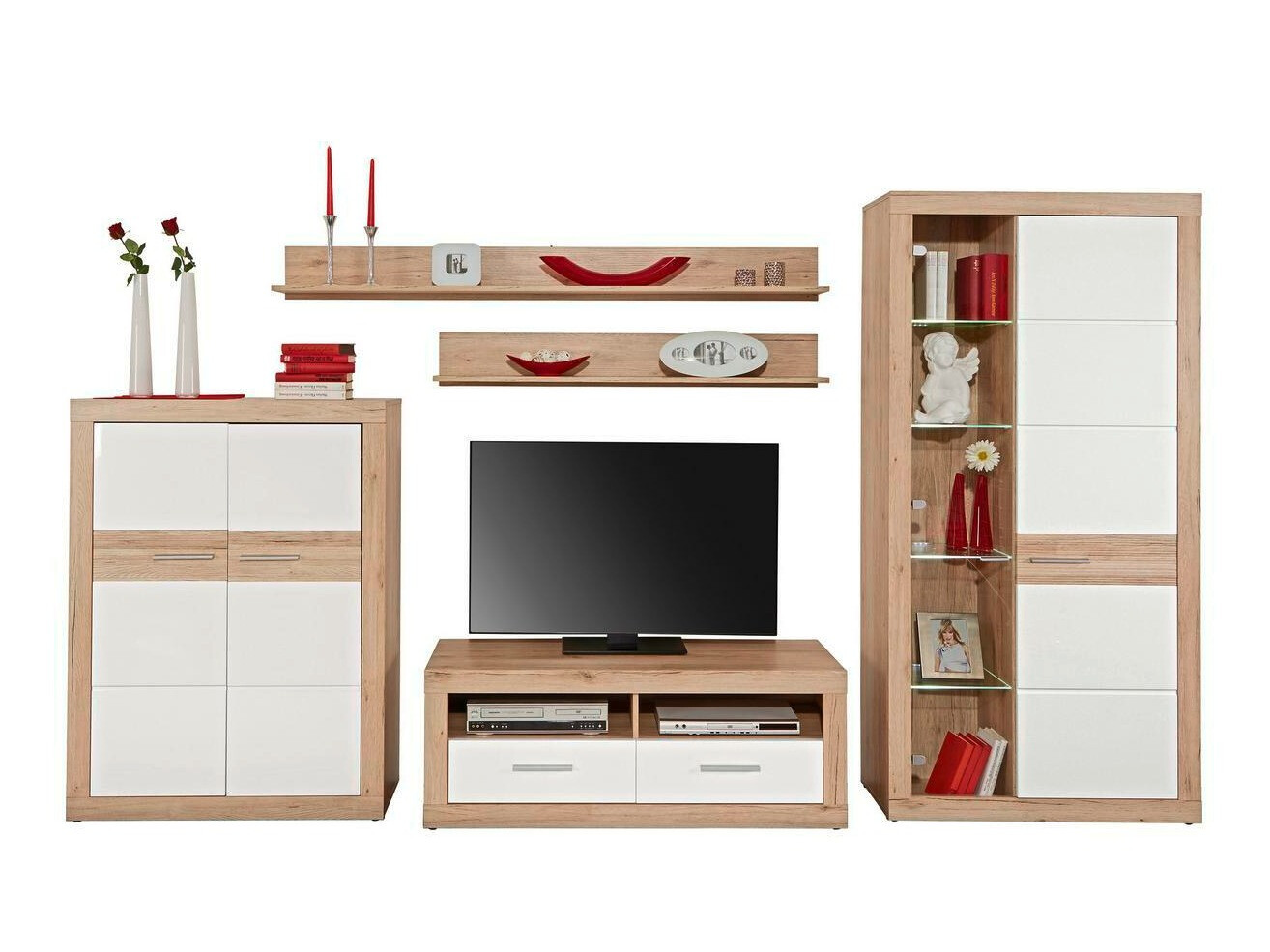 Conjunto para sala de estar Romfera 115 (Carvalho de san remo + Branco)