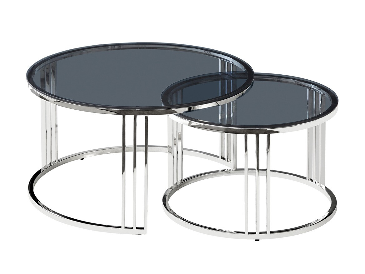 Conjunto de mesa de centro Detroit 456 (Prateado + Preto)