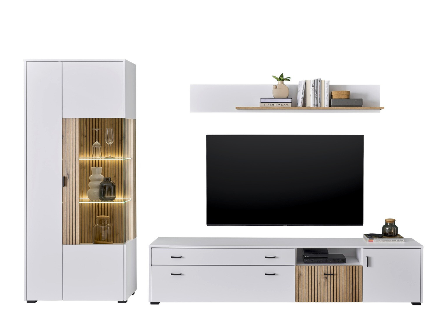 Conjunto para sala de estar Belmelu 124 (Branco + Carvalho)