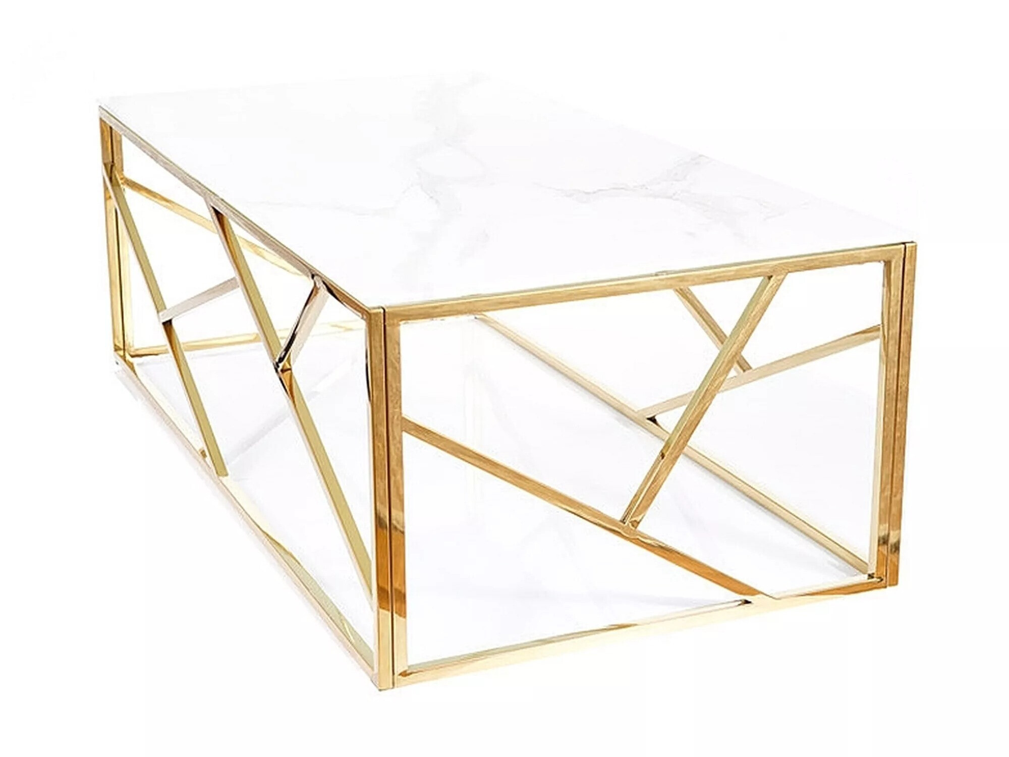 Mesa de centro Detroit 457 (Dourado + Marmore branco)
