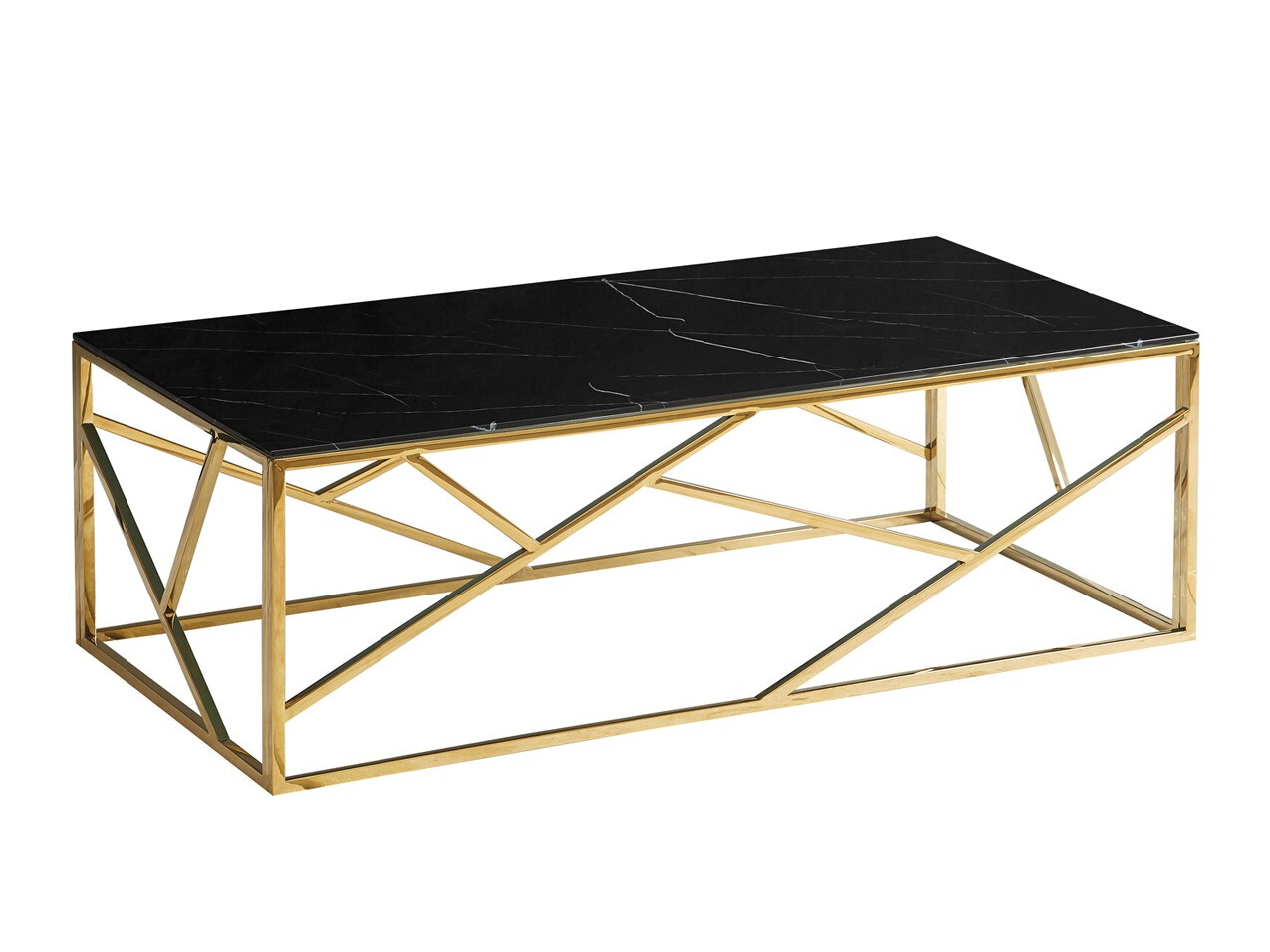 Mesa de centro Detroit 457 (Dourado + Mármore preto)