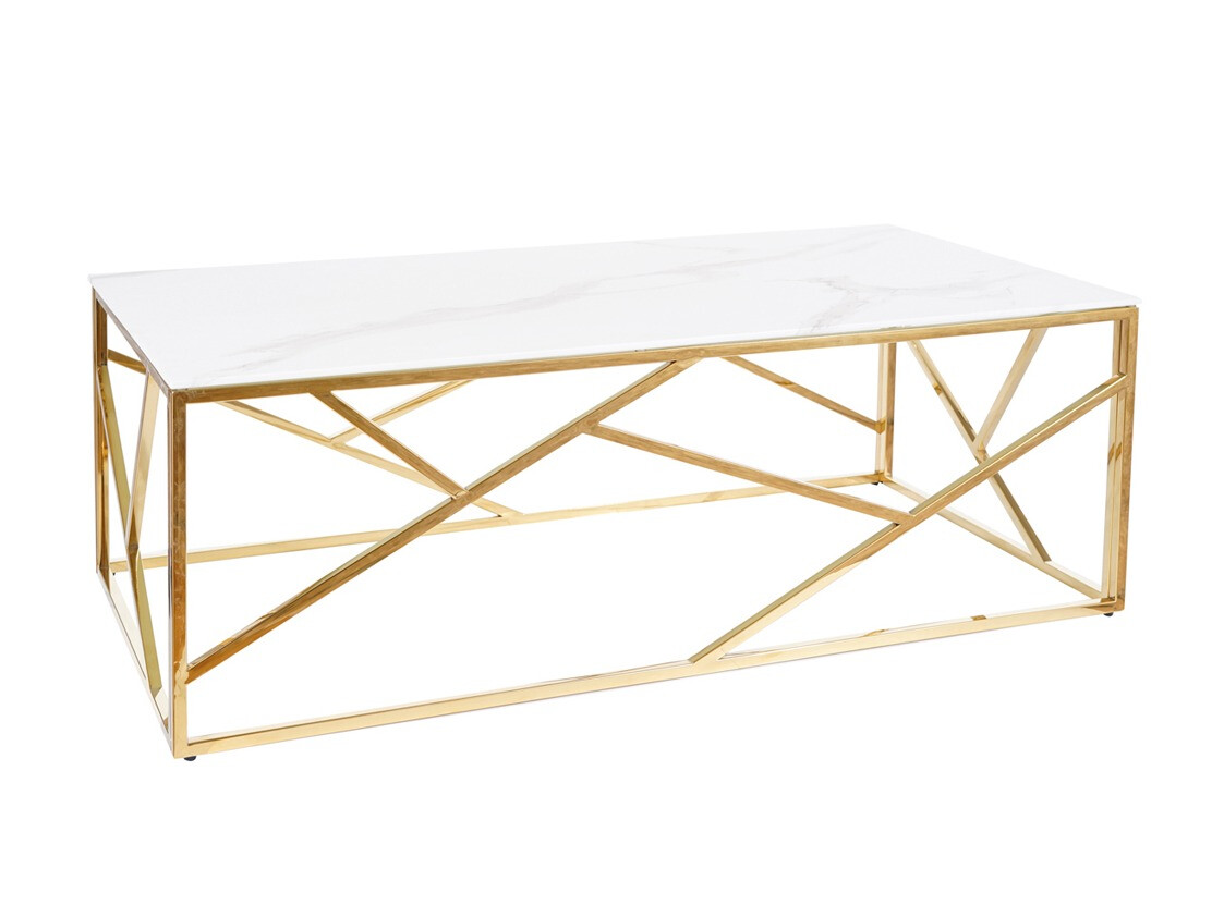 Mesa para revistas Detroit 457 (Dourado + Marmore branco)