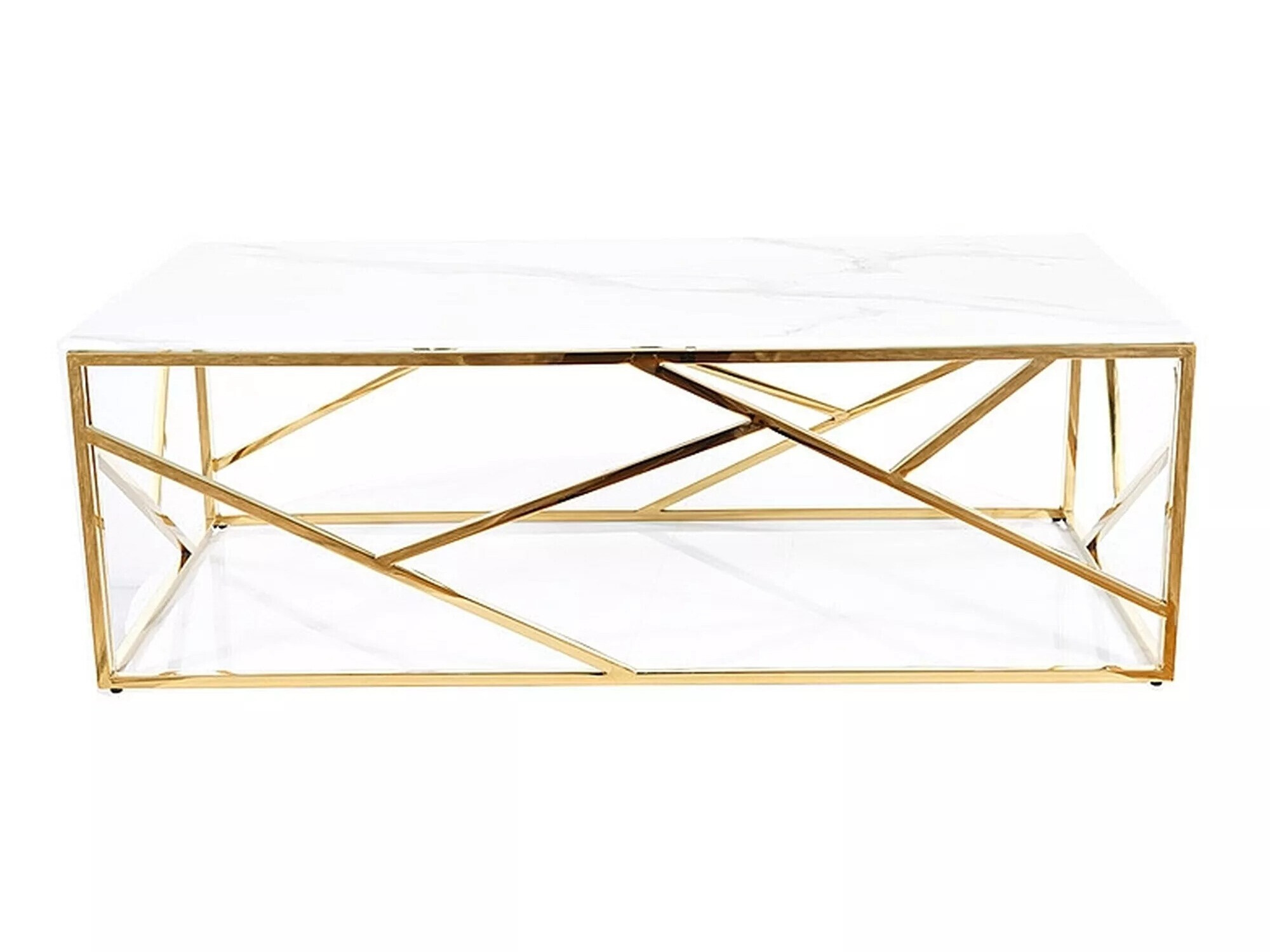 Mesa para revistas Detroit 457 (Dourado + Marmore branco)
