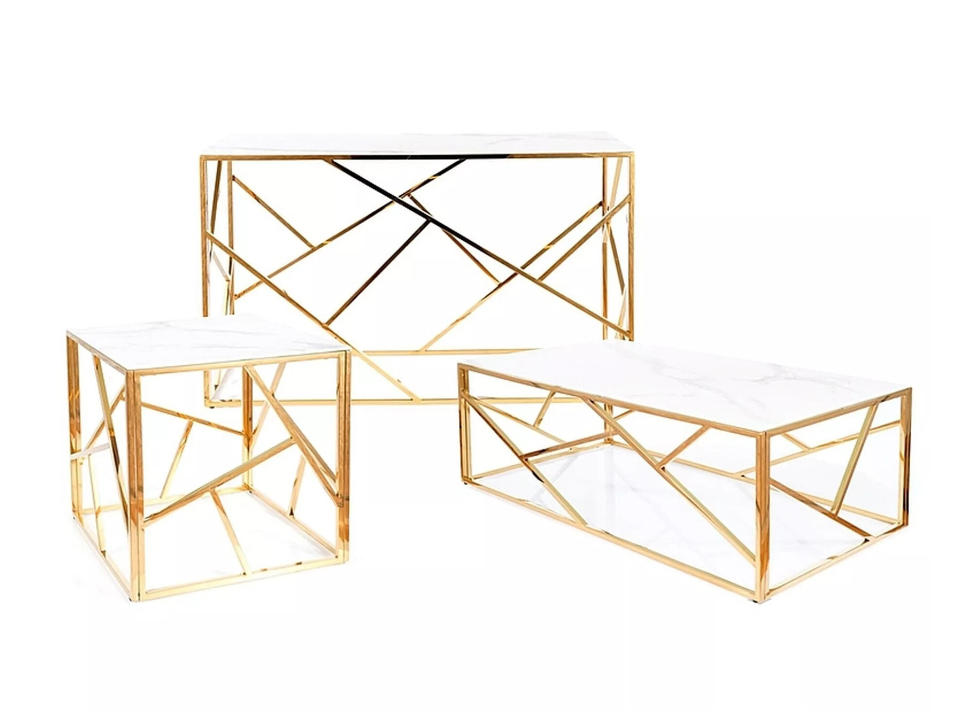 Mesa para revistas Detroit 457 (Dourado + Marmore branco)