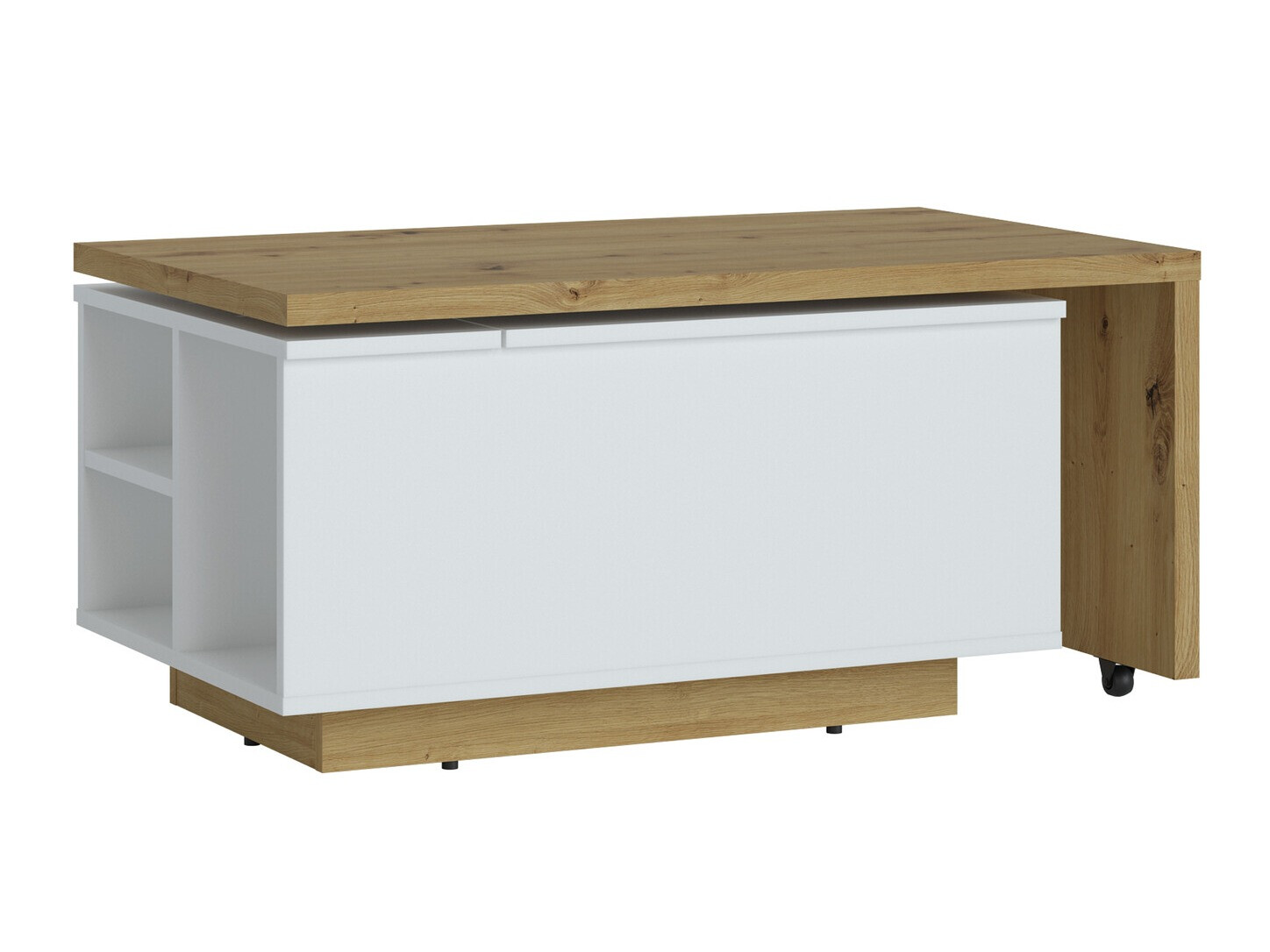 Mesa de centro extensível Ontario 133 (Branco + Carvalho Artisan)