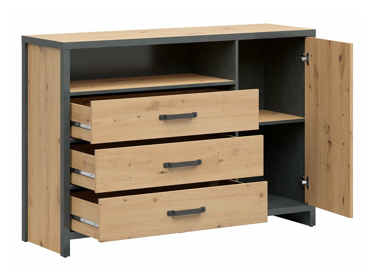 Cómoda Belsera 101 (Carvalho Artisan + Matera cinzento)