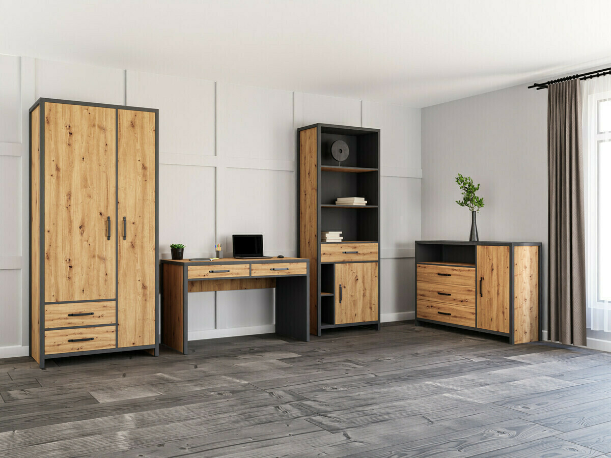 Cómoda Belsera 101 (Carvalho Artisan + Matera cinzento)