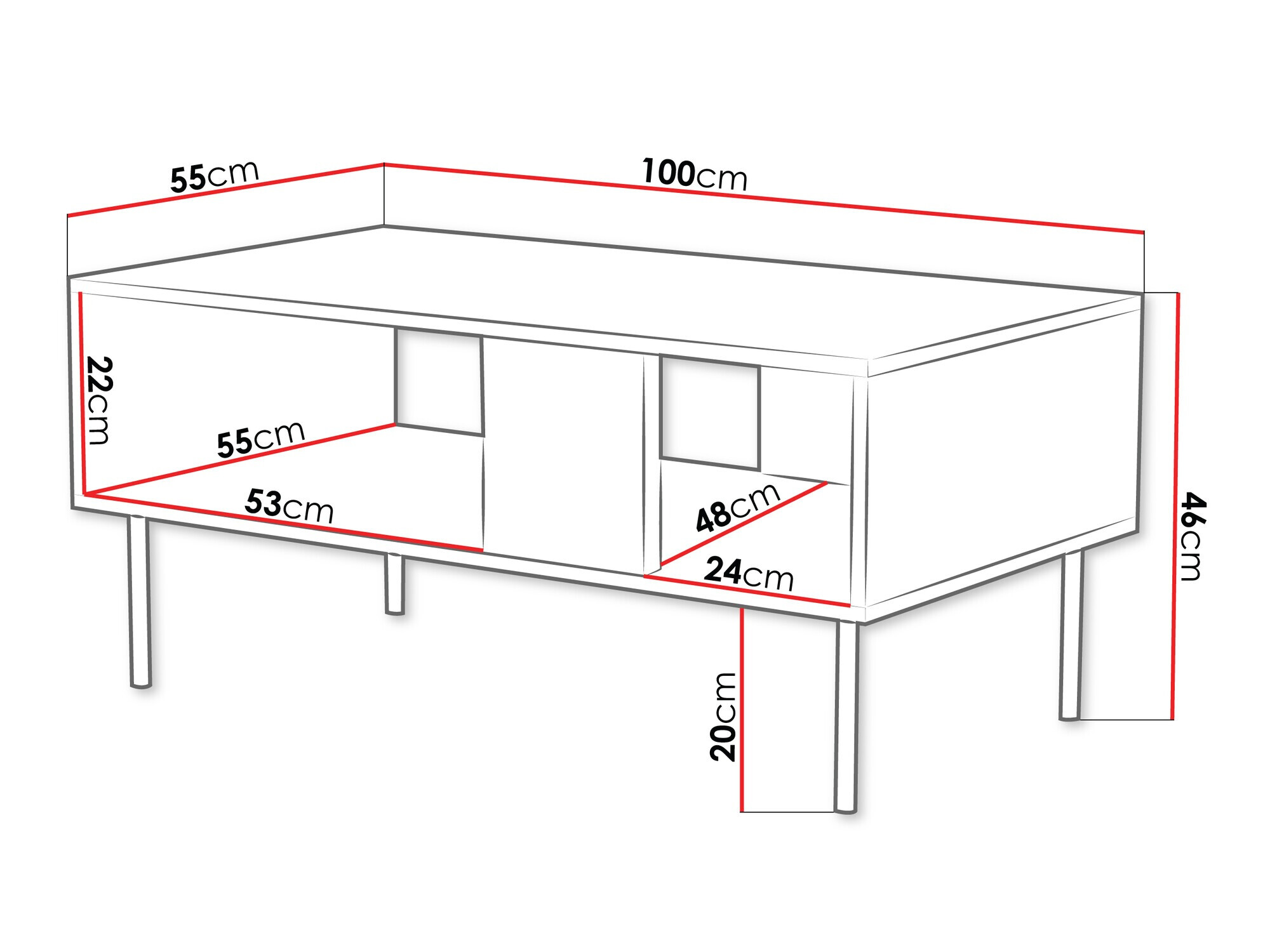Mesa de centro Mortali 102 (Preto)