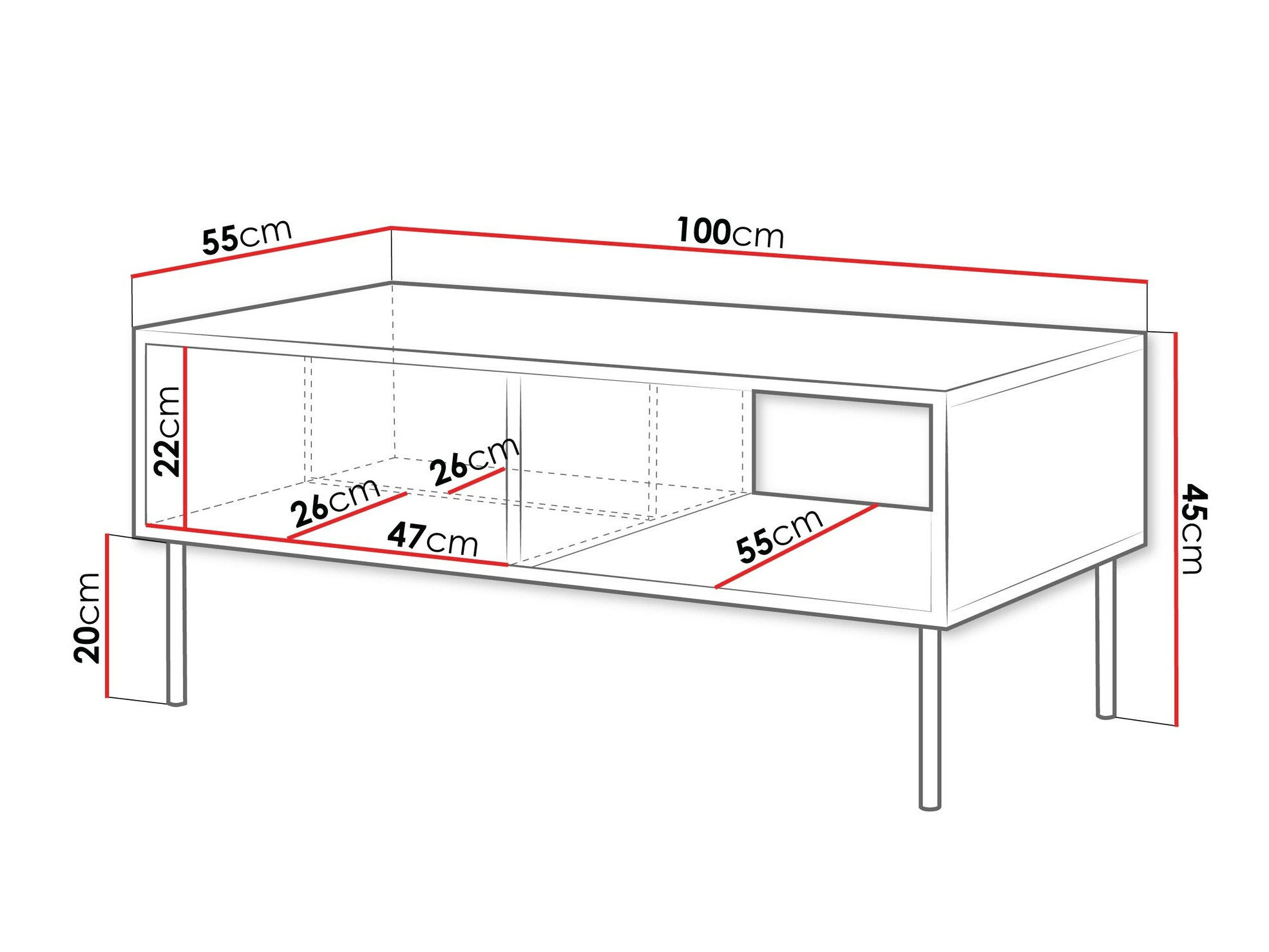 Mesa de centro Flosoru 103 (Nogueira + Preto)