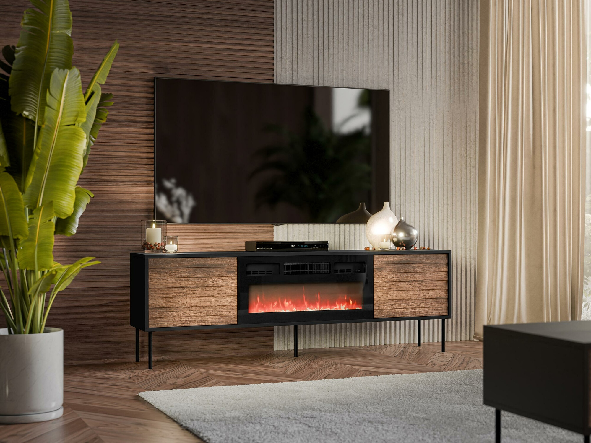 Móvel de TV Flosoru 108 (Nogueira + Preto)