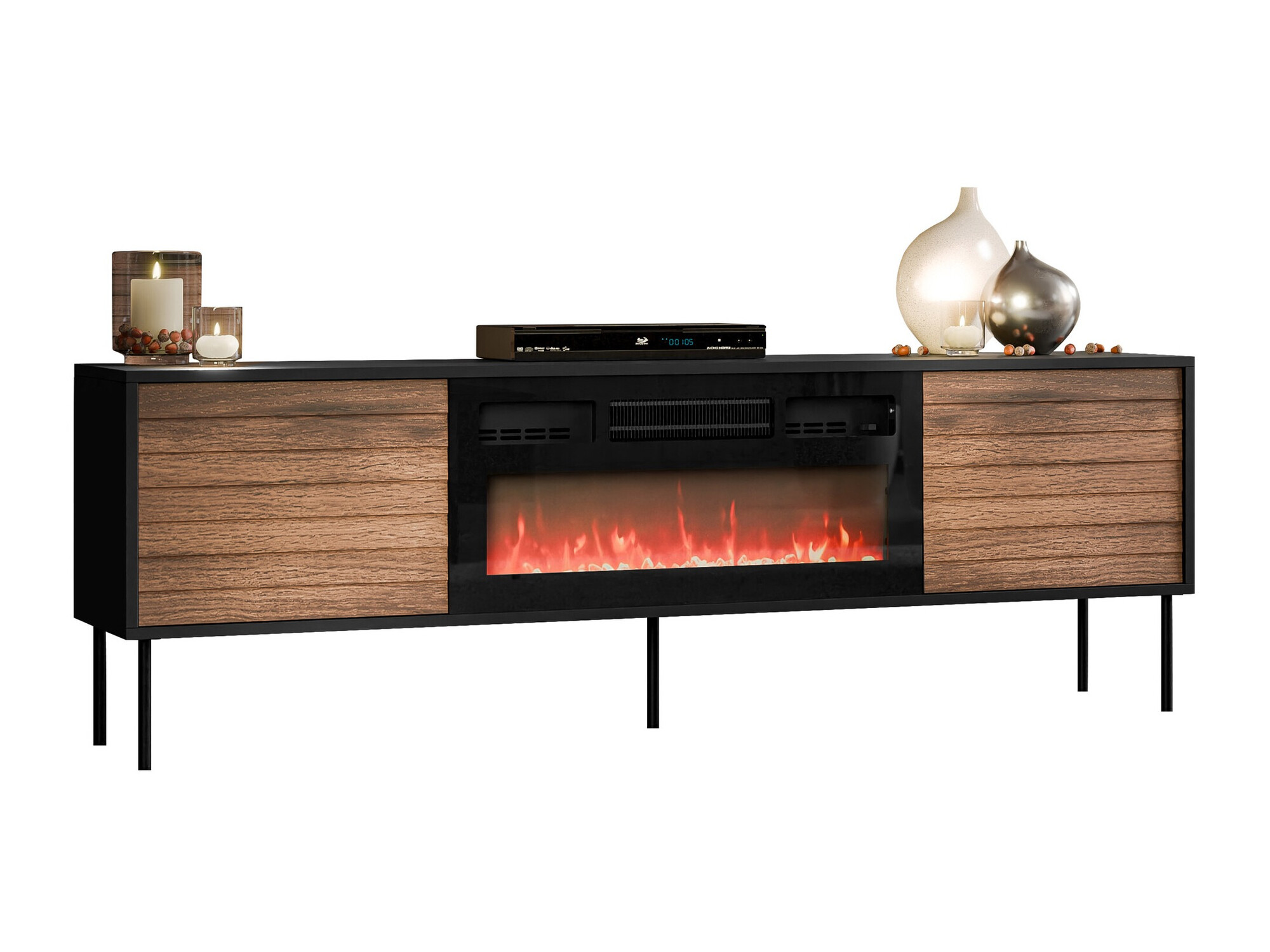 Móvel de TV Flosoru 108 (Nogueira + Preto)