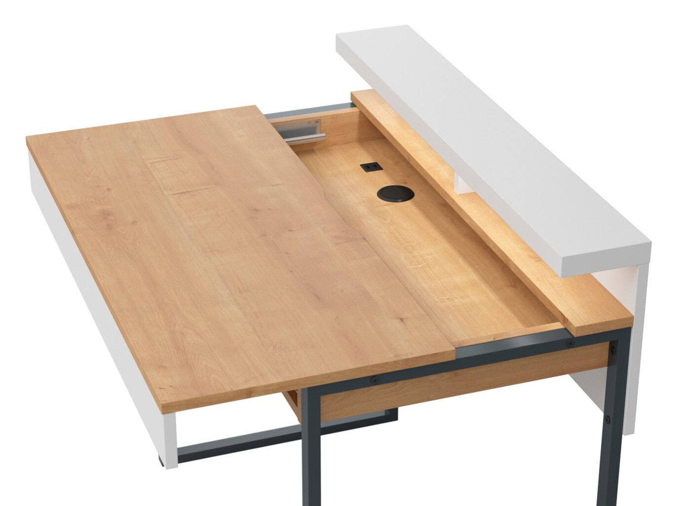 Mesa de escritório Boston 362 (Branco + Carvalho de arlington)