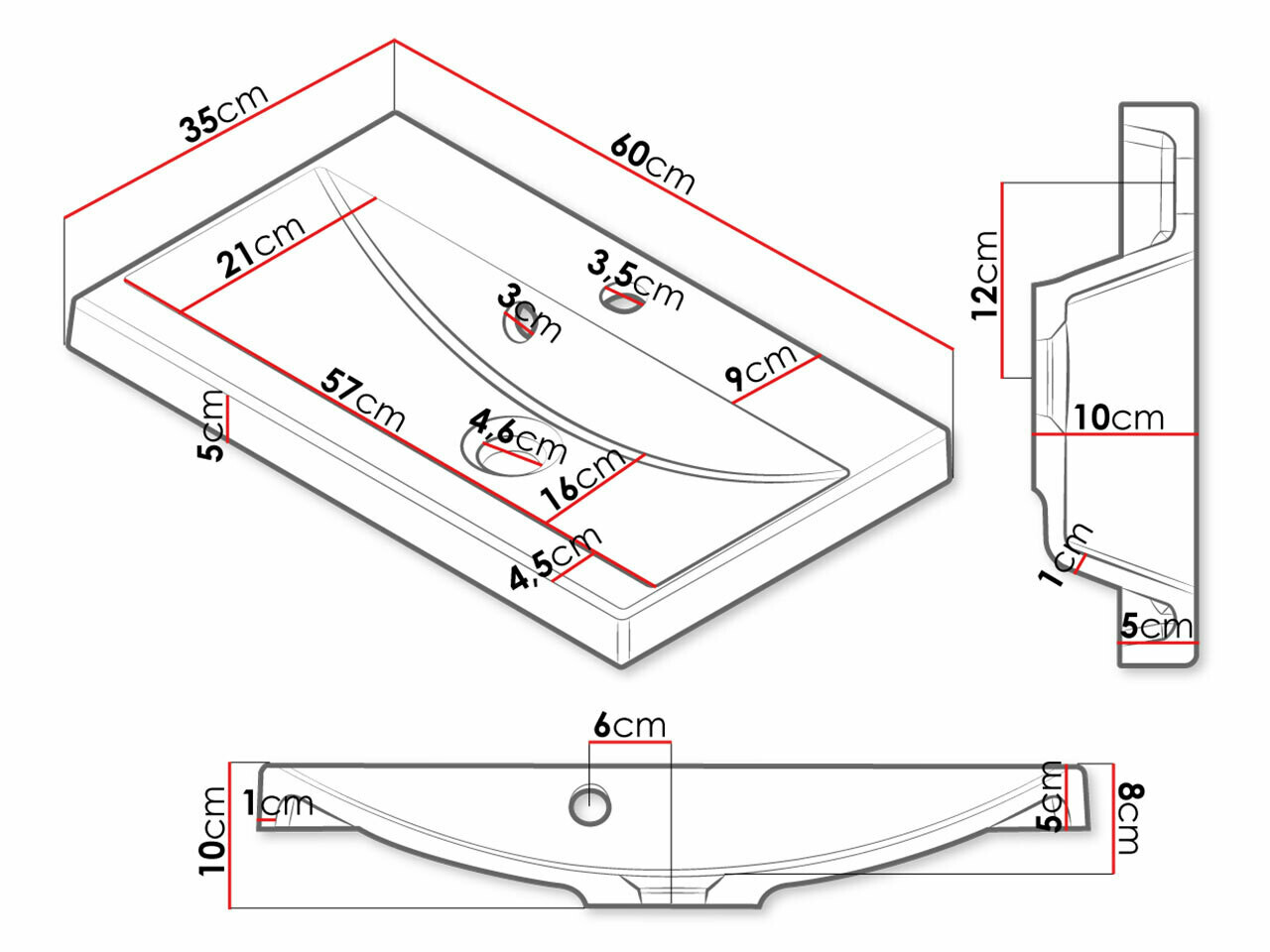 Conjunto para casa de banho Sarasota 122 (Branco + Branco brilhante)