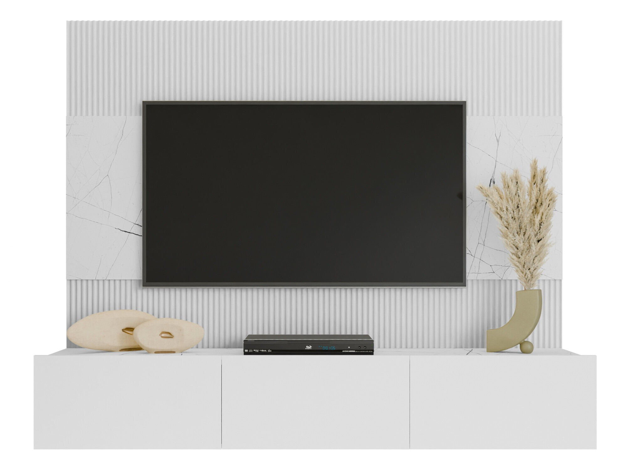 Conjunto para sala de estar Comfivo Salix (Branco + Marmore branco)