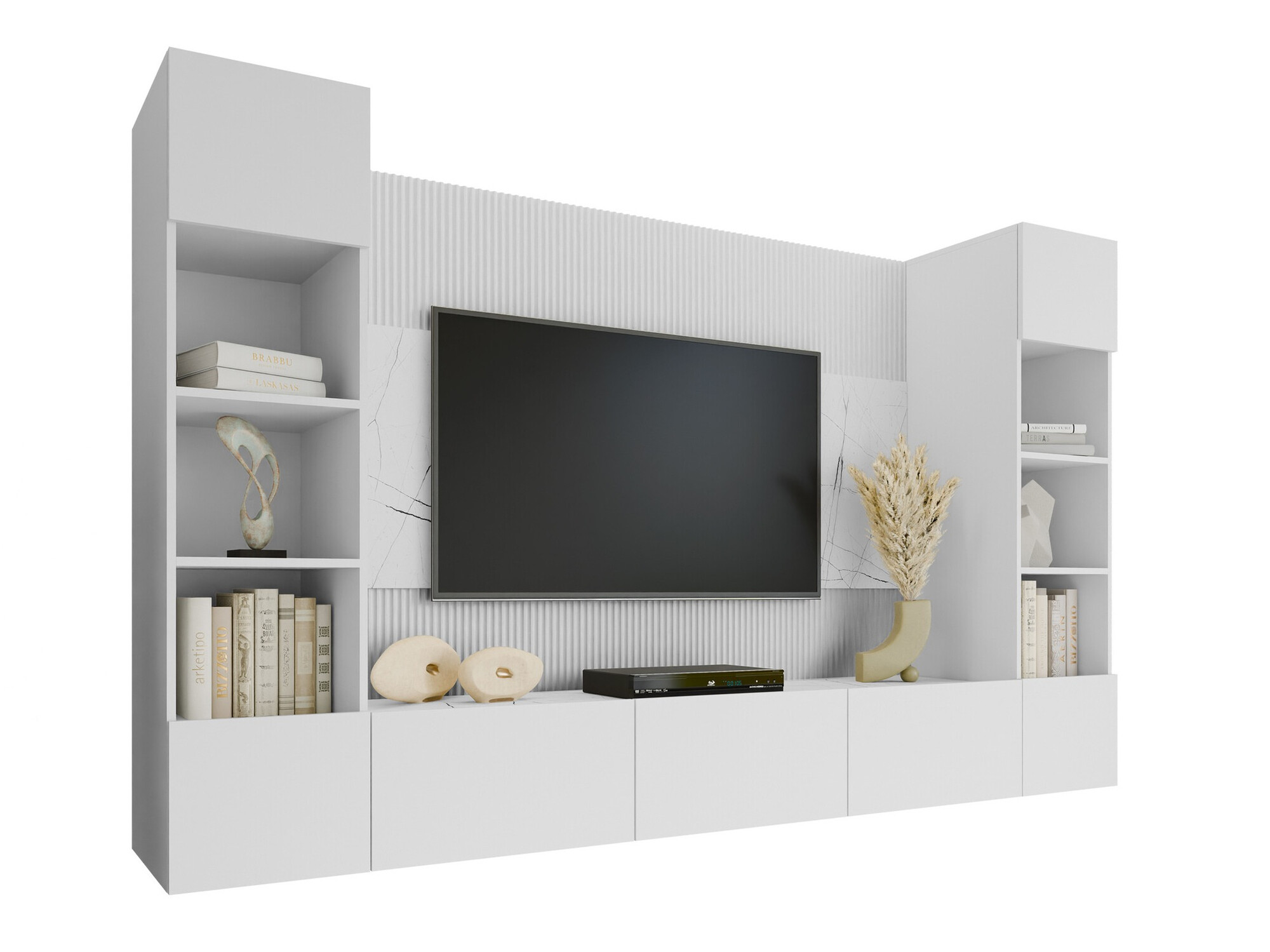 Conjunto para sala de estar Comfivo Salix I (Branco + Marmore branco)