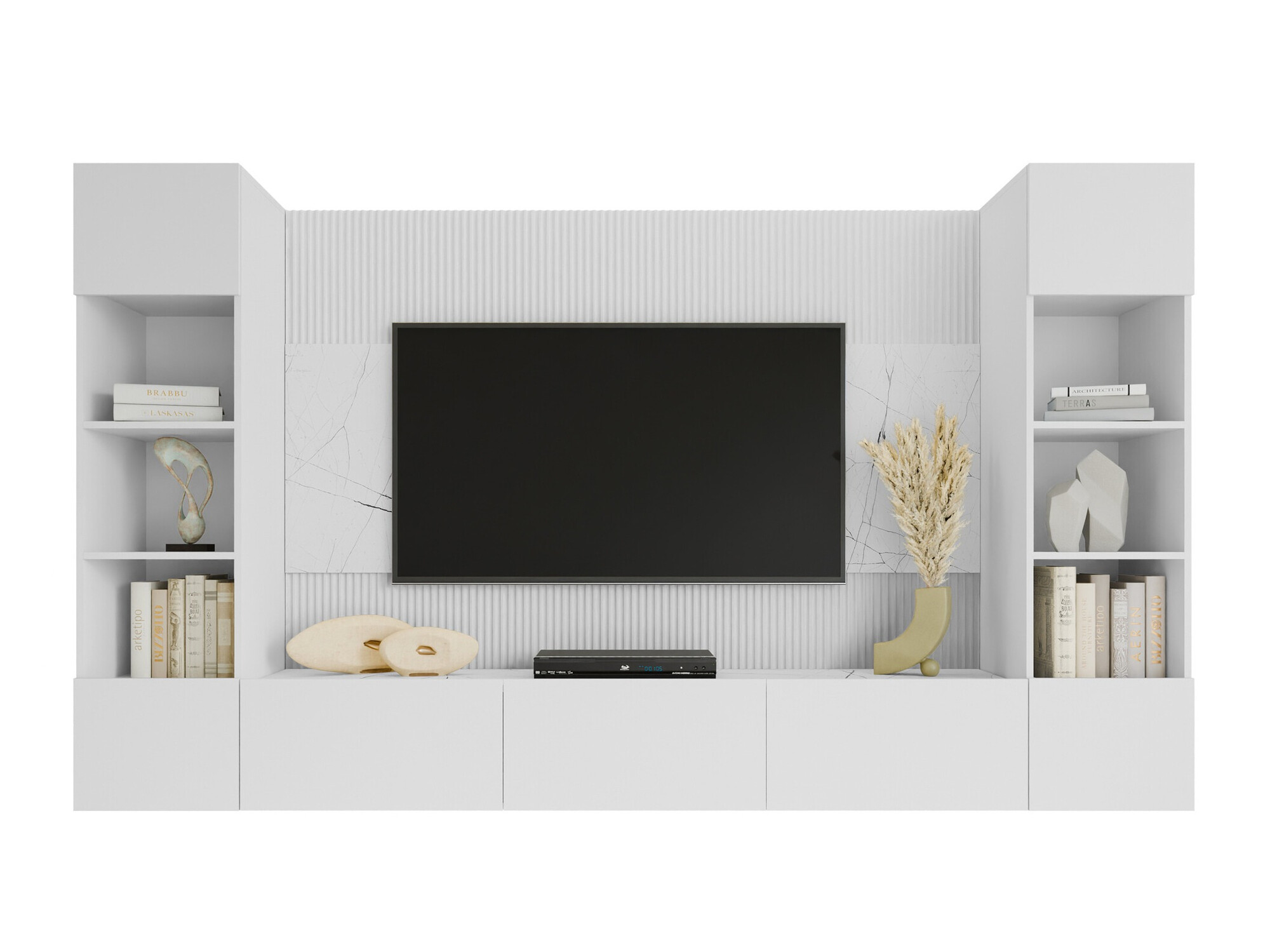 Conjunto para sala de estar Comfivo Salix I (Branco + Marmore branco)