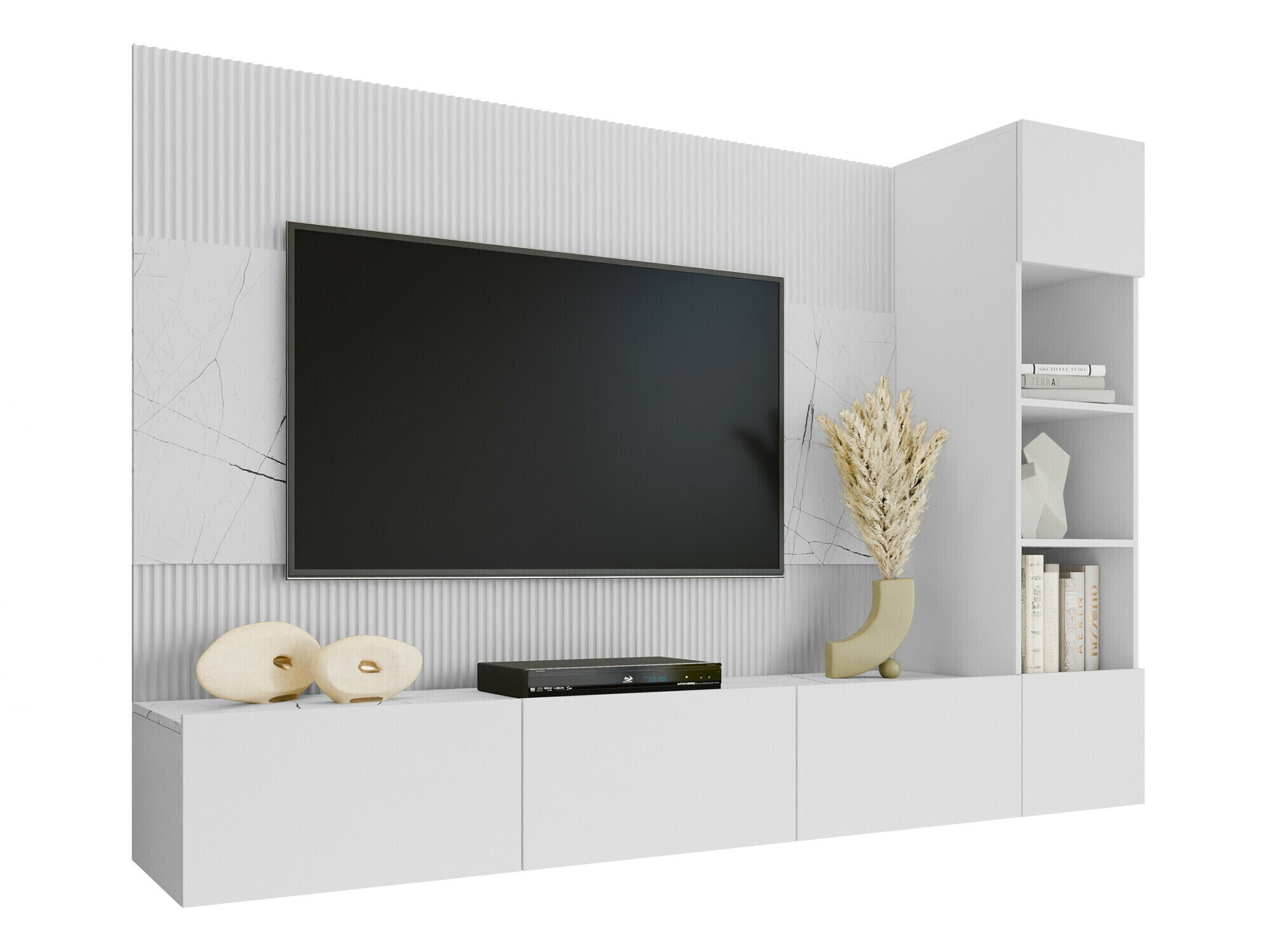 Conjunto para sala de estar Comfivo Salix II (Branco + Marmore branco)