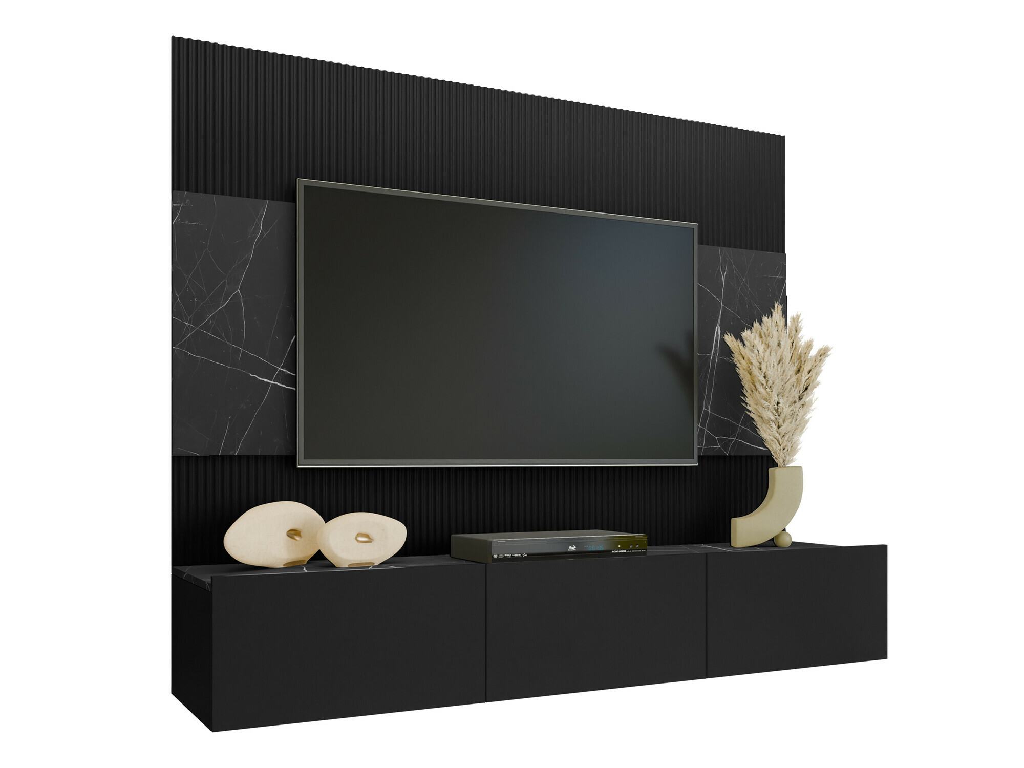 Conjunto para sala de estar Comfivo Salix (Preto + Mármore preto)