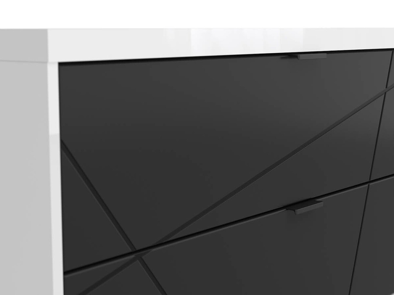 Móvel de TV Fivale 104 (Branco brilhante + Preto matte)