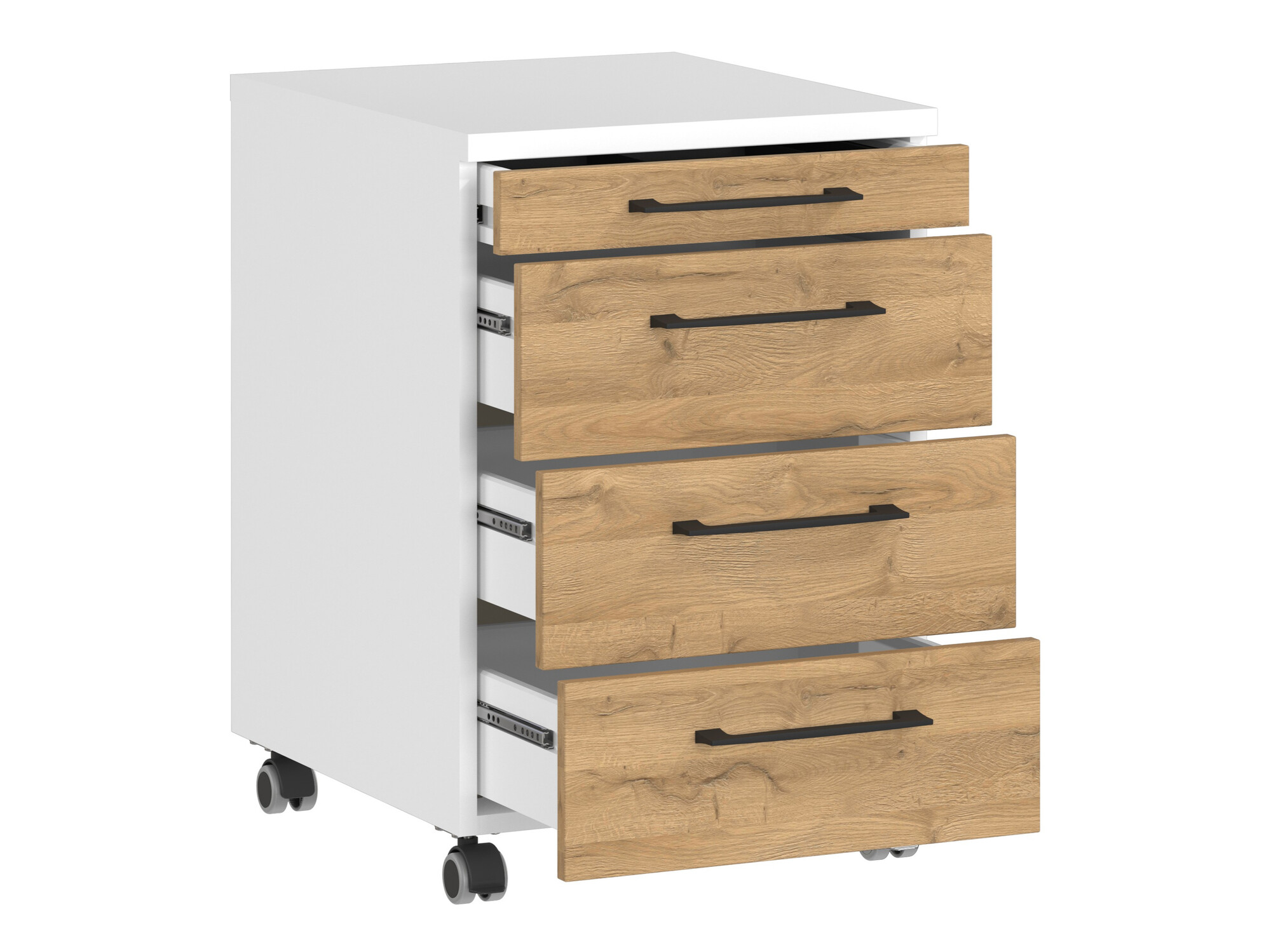 Bloco de gavetas Lartesi 105 (Branco + Carvalho Grandson)