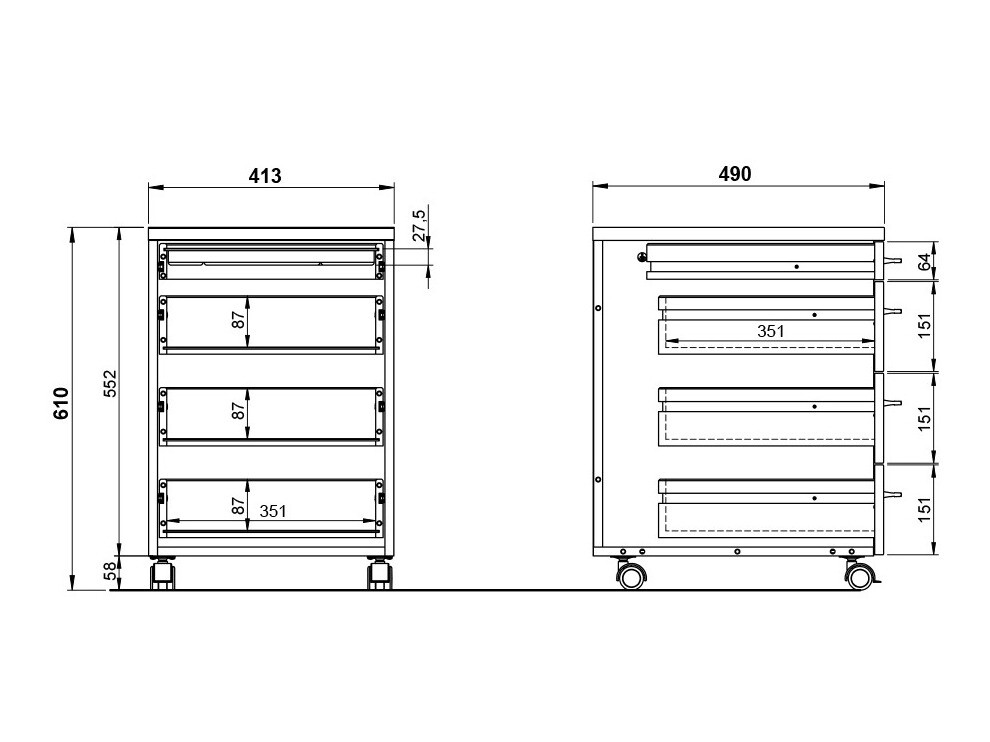 Bloco de gavetas Lartesi 105 (Branco + Carvalho Grandson)