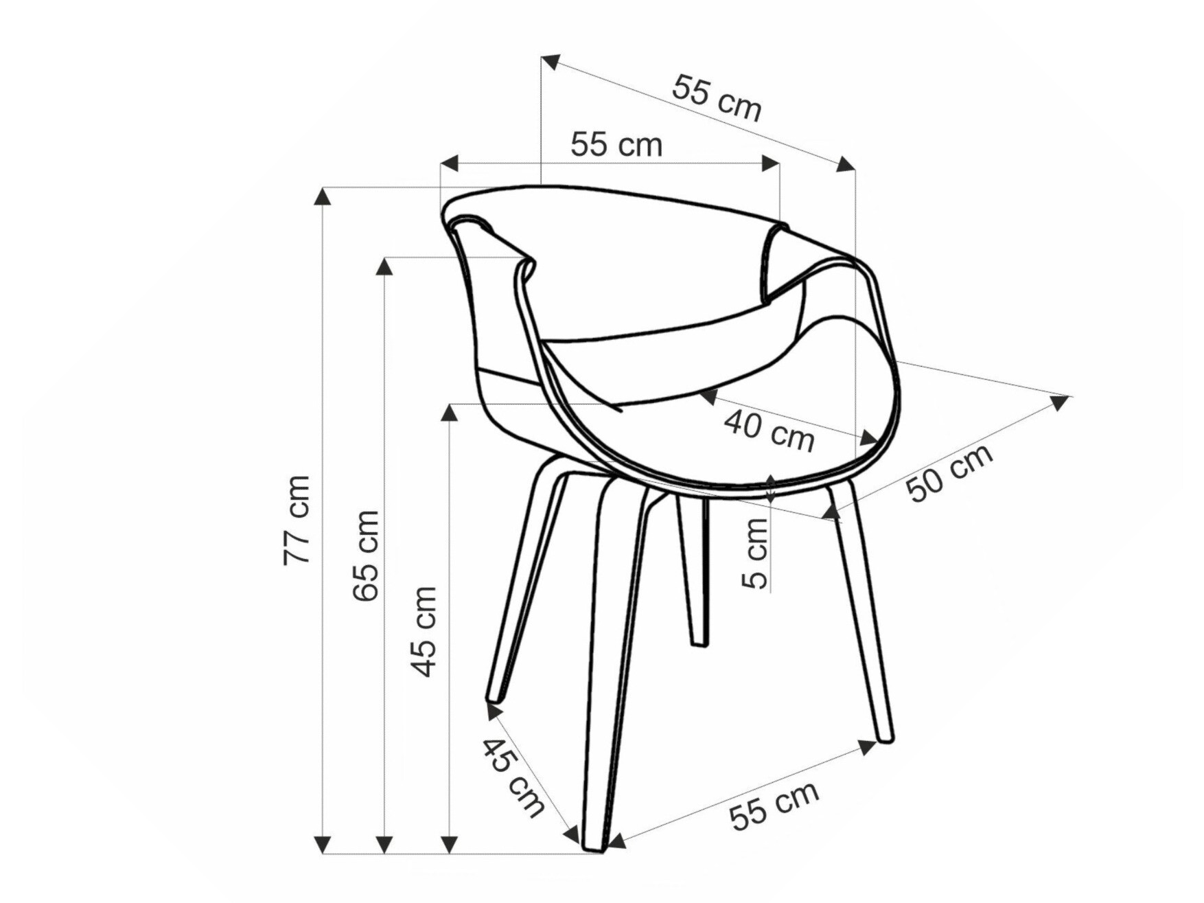 Cadeira Houston 1596 (Cinzento + Nogueira)